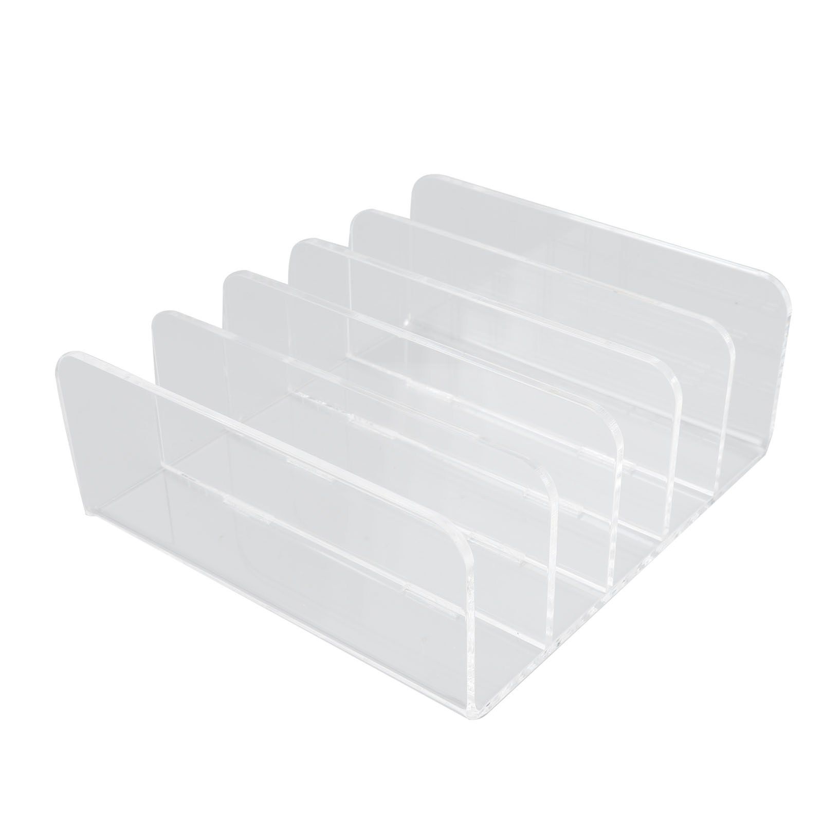Desktop File Organizer Clear Acrylic 5 Compartments Office Document Sorter view 4