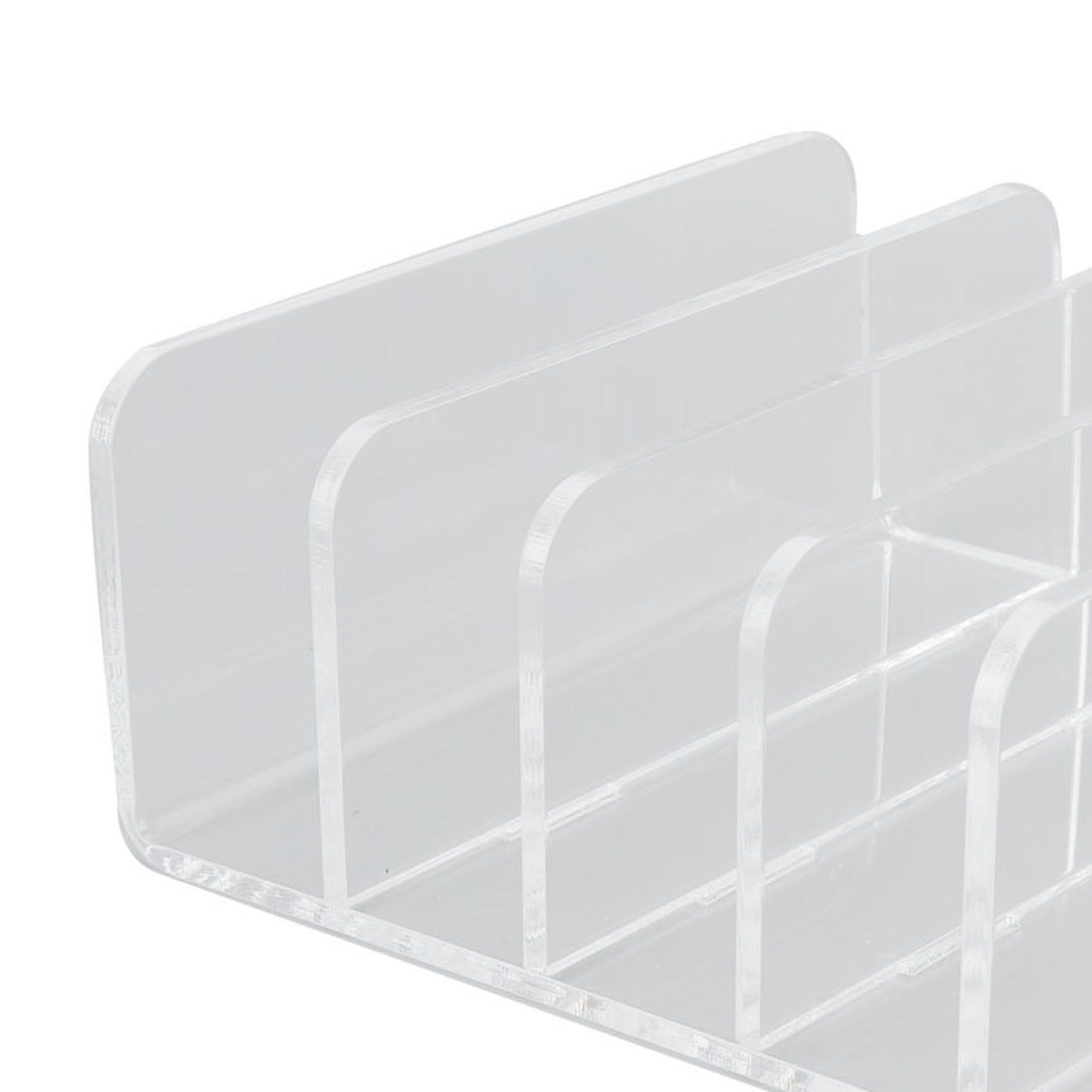 Desktop File Organizer Clear Acrylic 5 Compartments Office Document Sorter view 7