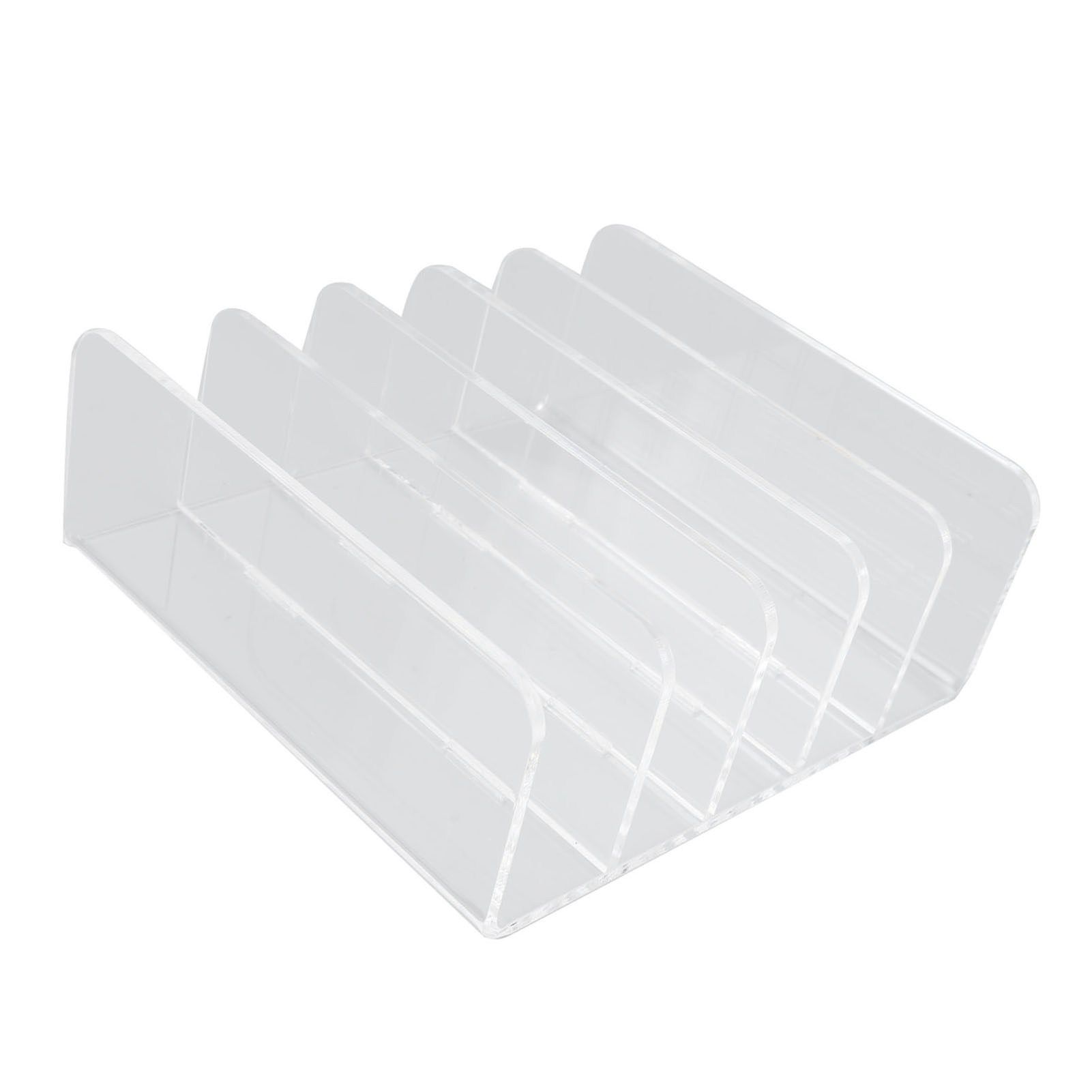 Desktop File Organizer Clear Acrylic 5 Compartments Office Document Sorter view 10