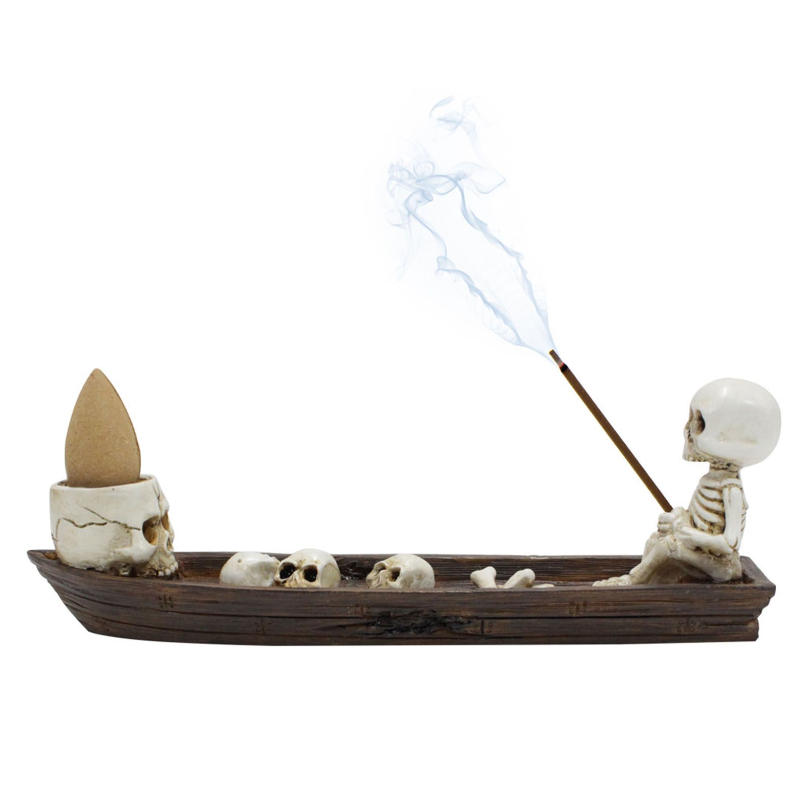 Skeleton Boat Incense Burner Holder Creative Incense Ash Catcher Tray Incense