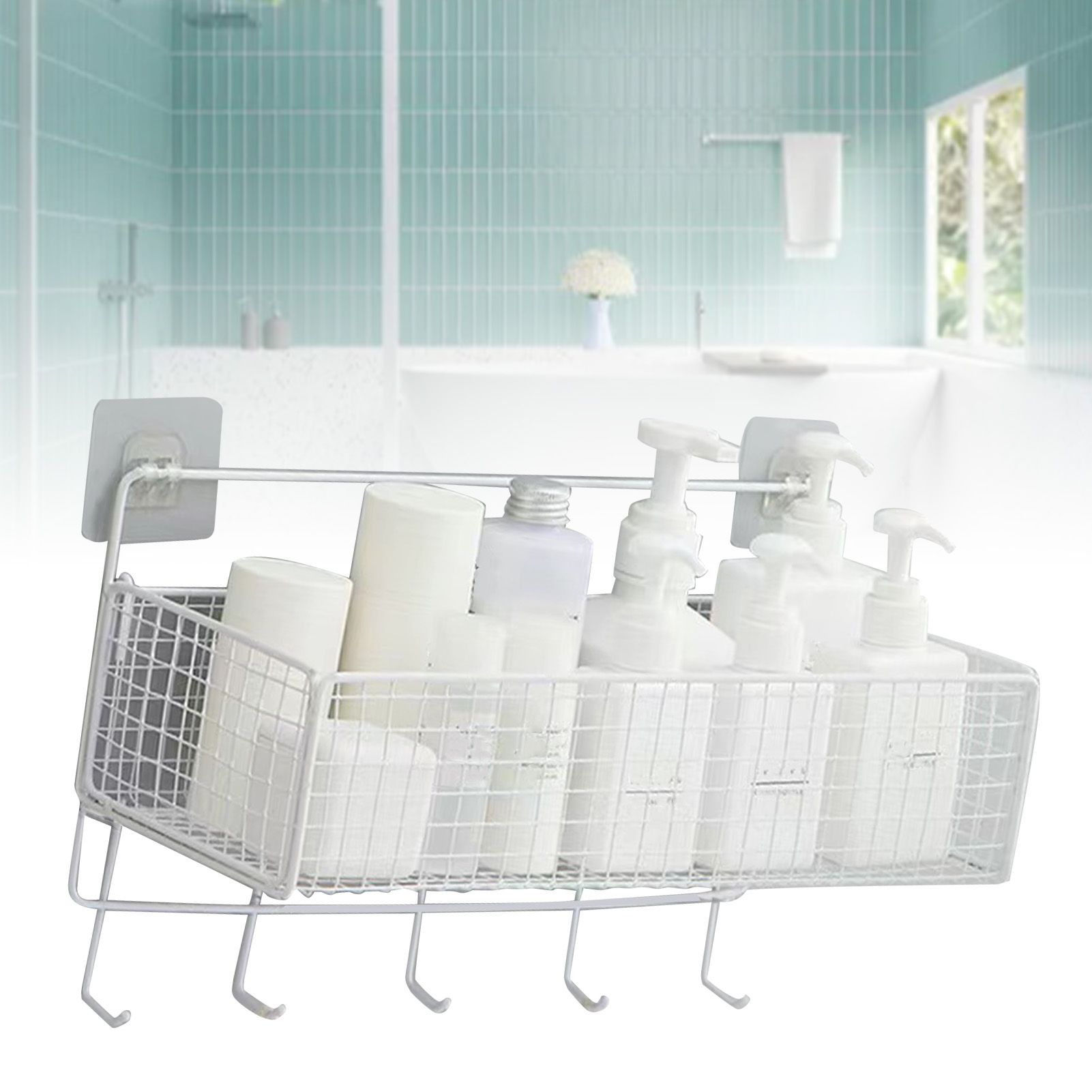 Wall Mount Storage Basket Multifunctional Iron Wall Hanging Organizer Rack view 8