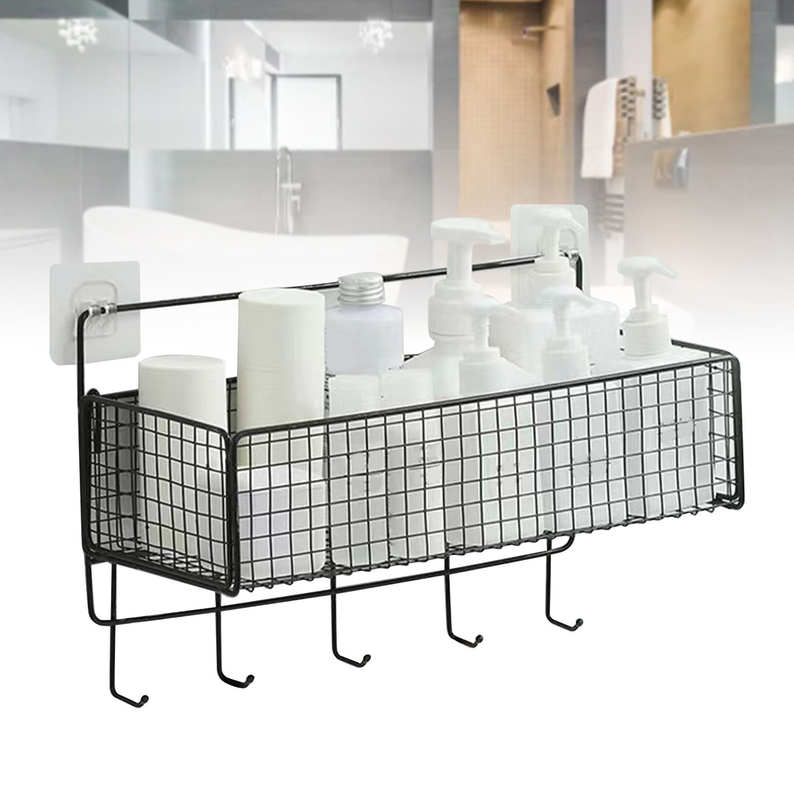 Wall Mount Storage Basket Multifunctional Iron Wall Hanging Organizer Rack view 8