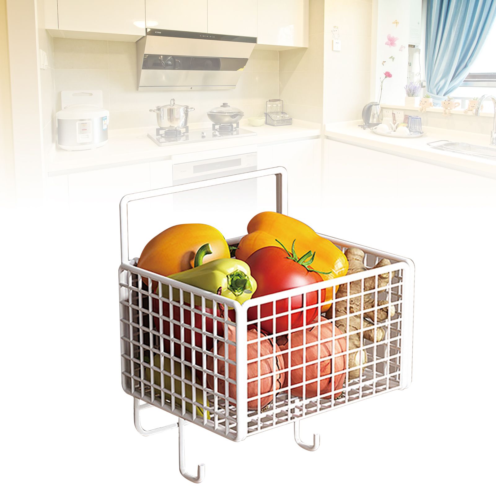 Kitchen Wall Basket Single Metal Large Capacity Space Saving Wall Mounted view 8