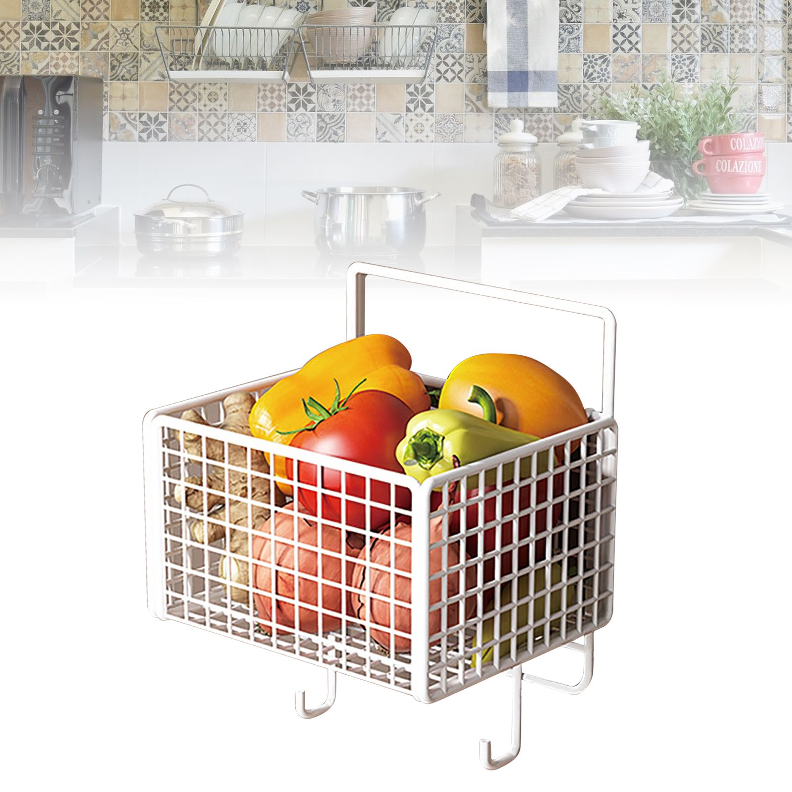 Kitchen Wall Basket Single Metal Large Capacity Space Saving Wall Mounted view 9