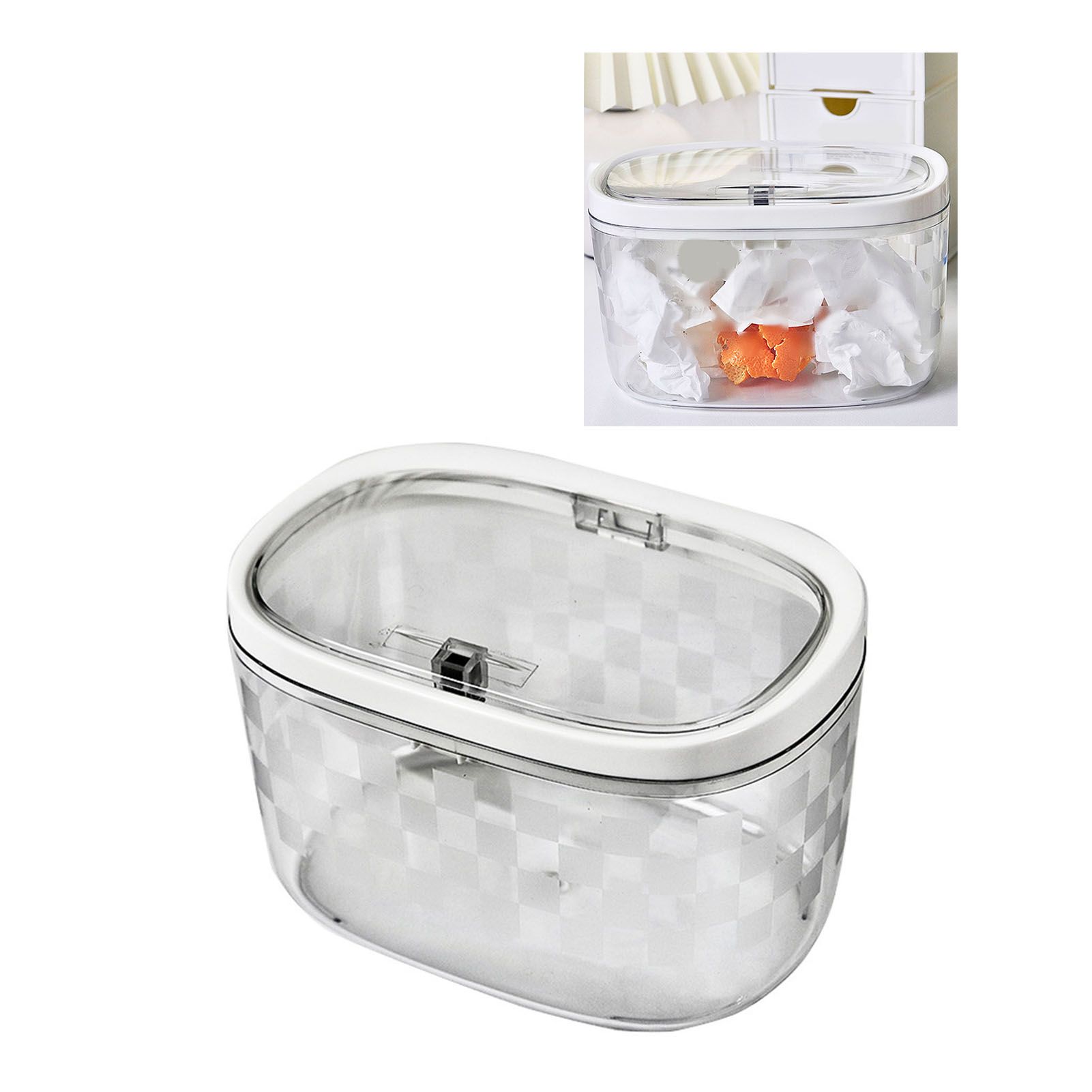Desktop Trash Can Plastic Press Desktop Trash Can Car Bedroom Transparent view 8
