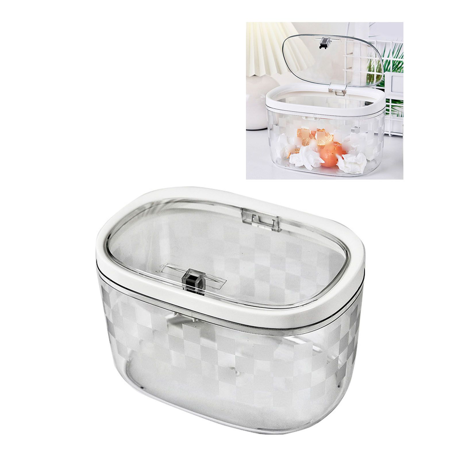 Desktop Trash Can Plastic Press Desktop Trash Can Car Bedroom Transparent view 9