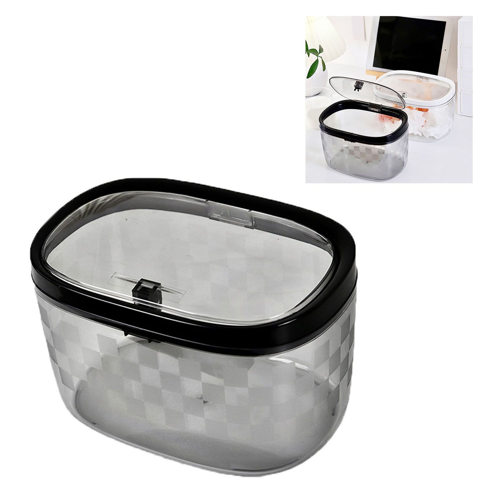 Desktop Trash Can Plastic Press Desktop Trash Can Car Bedroom Transparent view 8