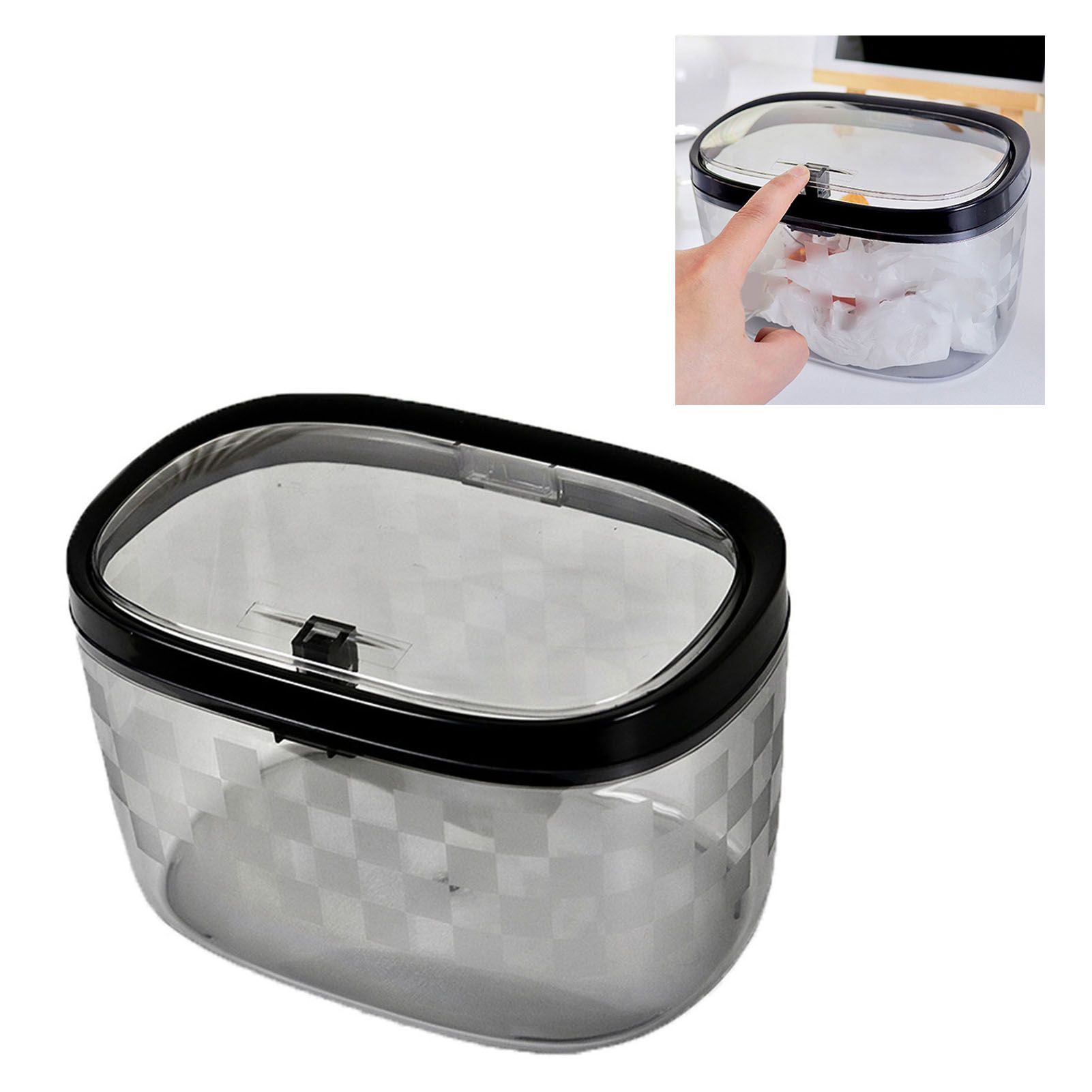 Desktop Trash Can Plastic Press Desktop Trash Can Car Bedroom Transparent view 9