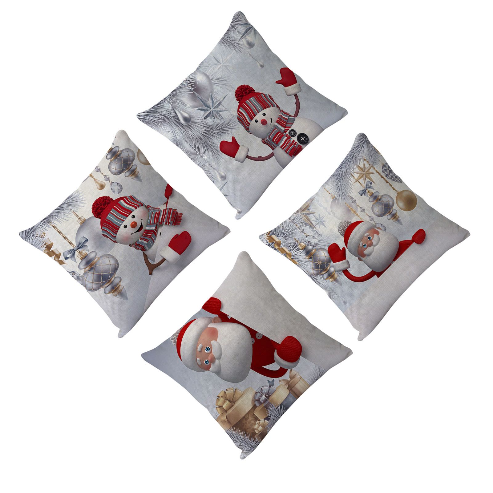 4pcs Christmas Pillowcases Cartoon Cute Decorative Exquisite Snowman Pattern view 4