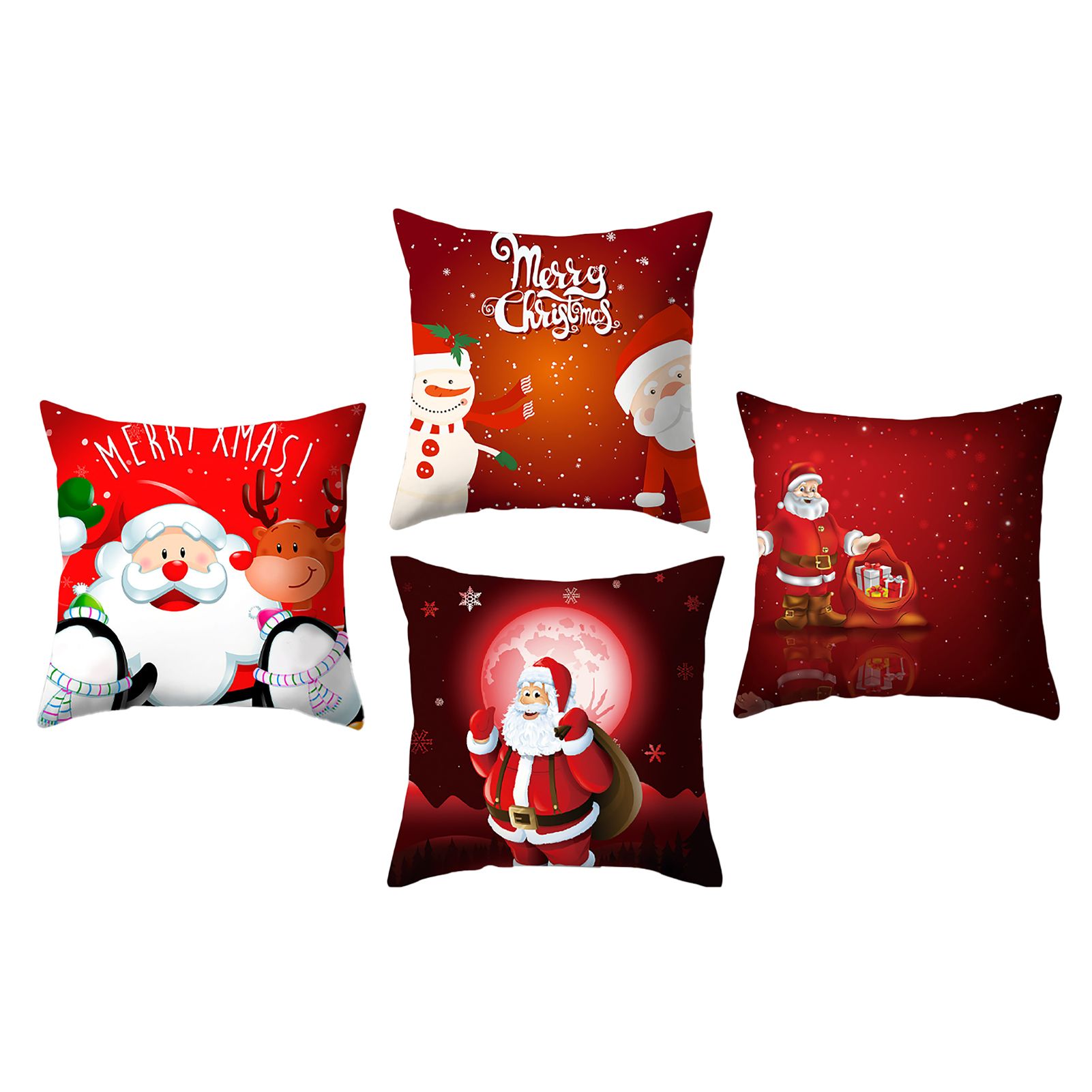 4pcs Christmas Pillow Covers Cushion Covers Decoration Holiday Decor Throw view 4