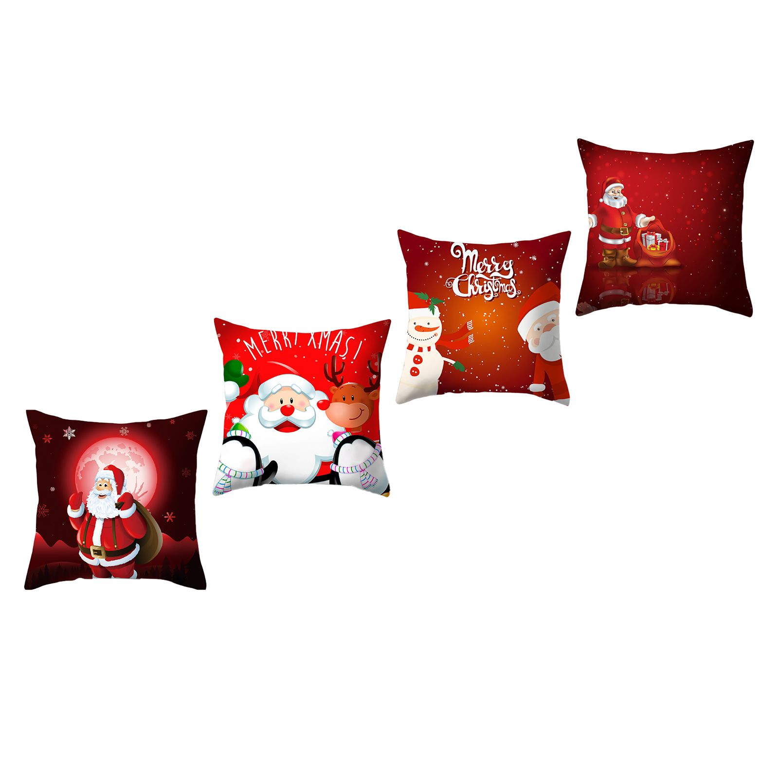 4pcs Christmas Pillow Covers Cushion Covers Decoration Holiday Decor Throw view 6