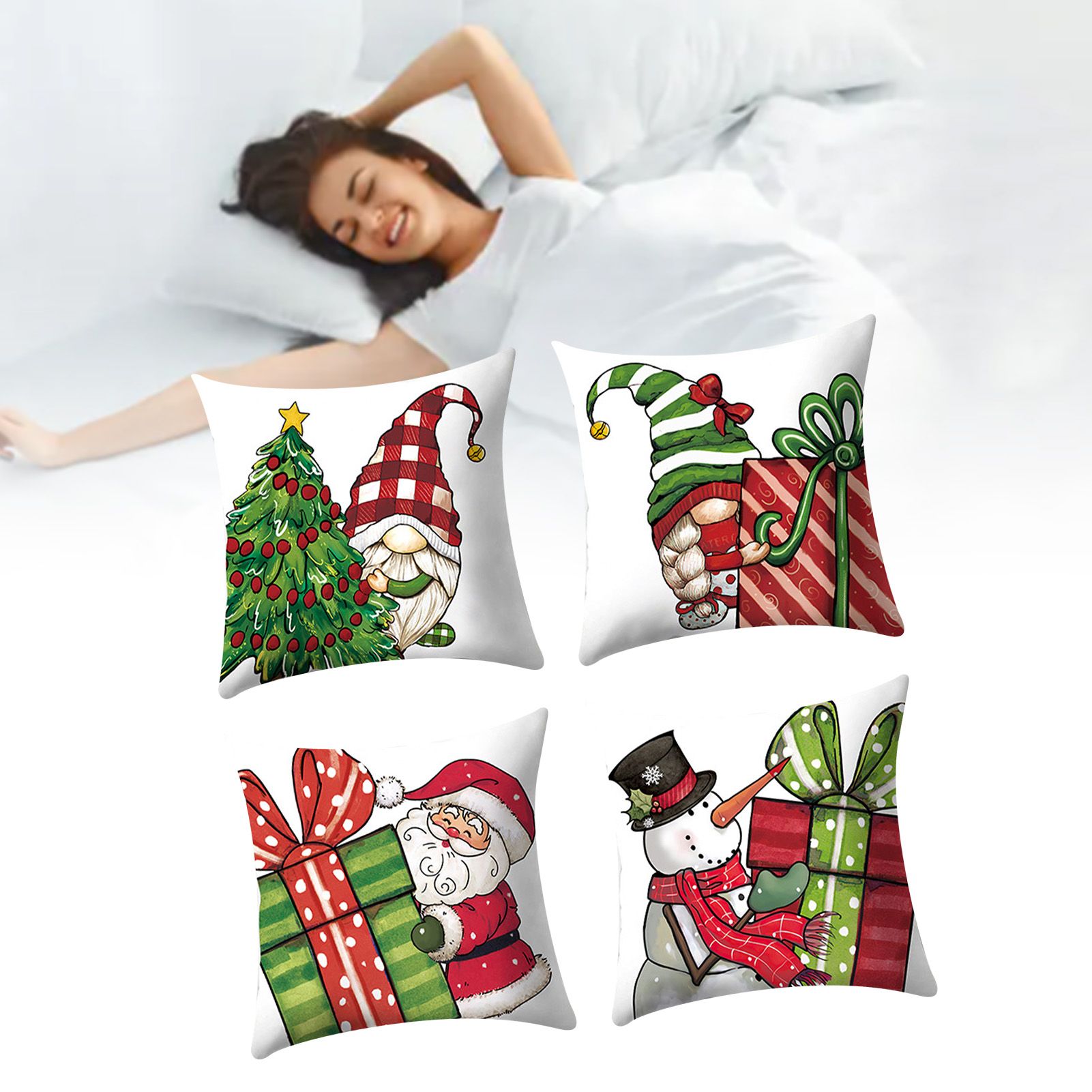 4PCS Christmas Pillow Cover Soft Concealed Zipper Fade Proof Xmas Cushion view 9