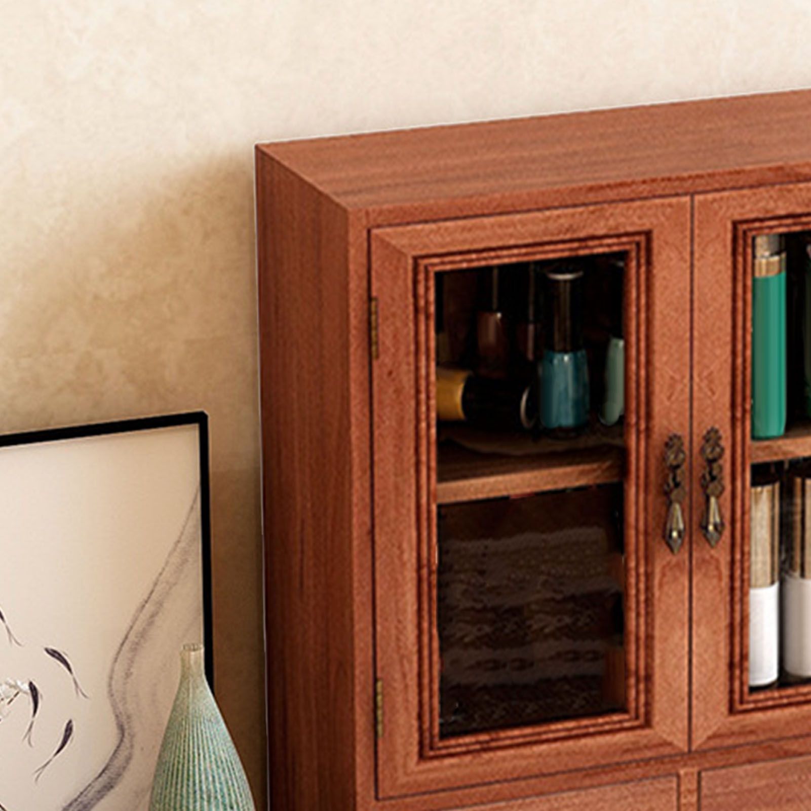 Wooden Desk Organizer Multipurpose Vintage Solid Wood Vanity Makeup Storage view 5