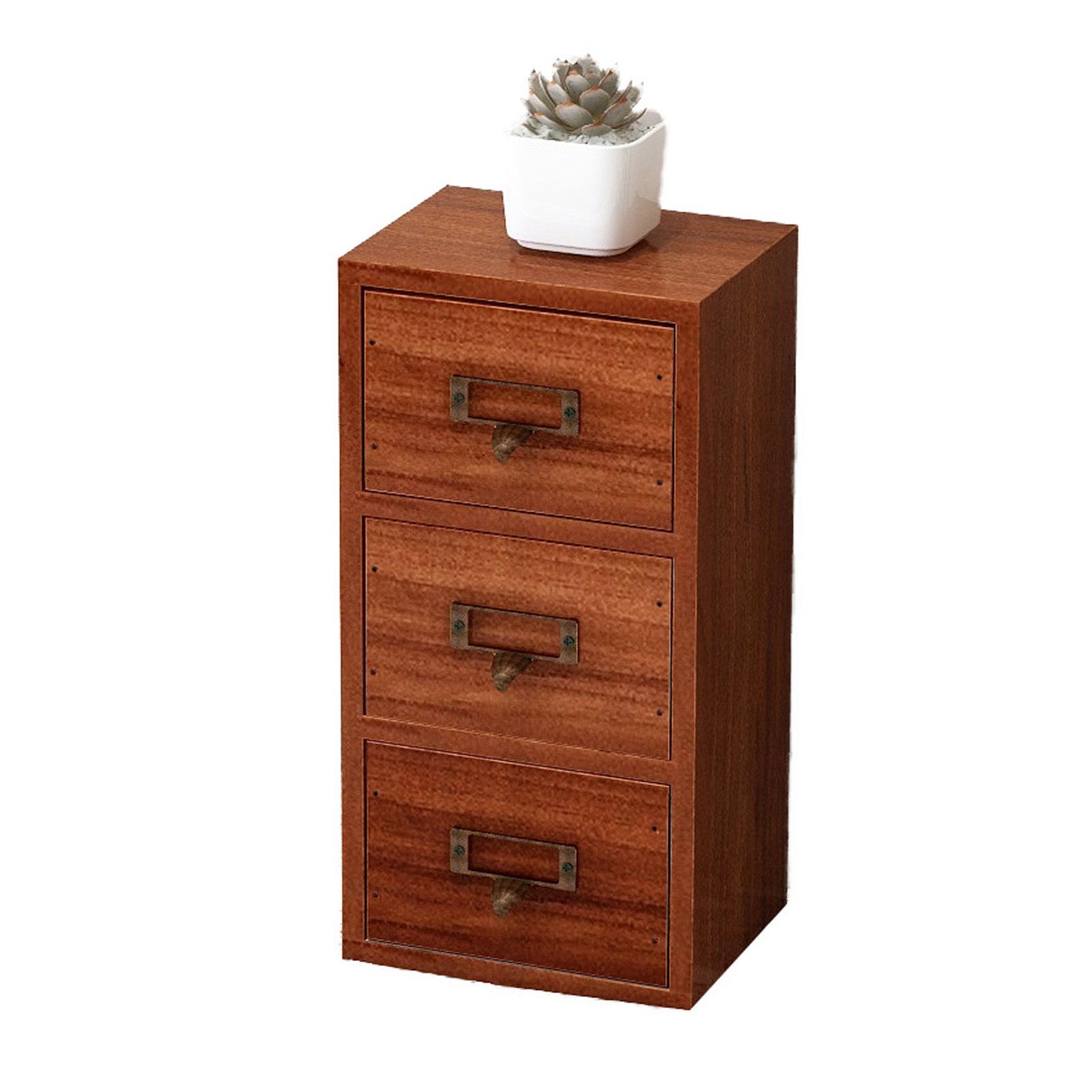 Jewelry Box with 3 Drawers Wooden Retro Desktop Storage Organizer Cabinet for