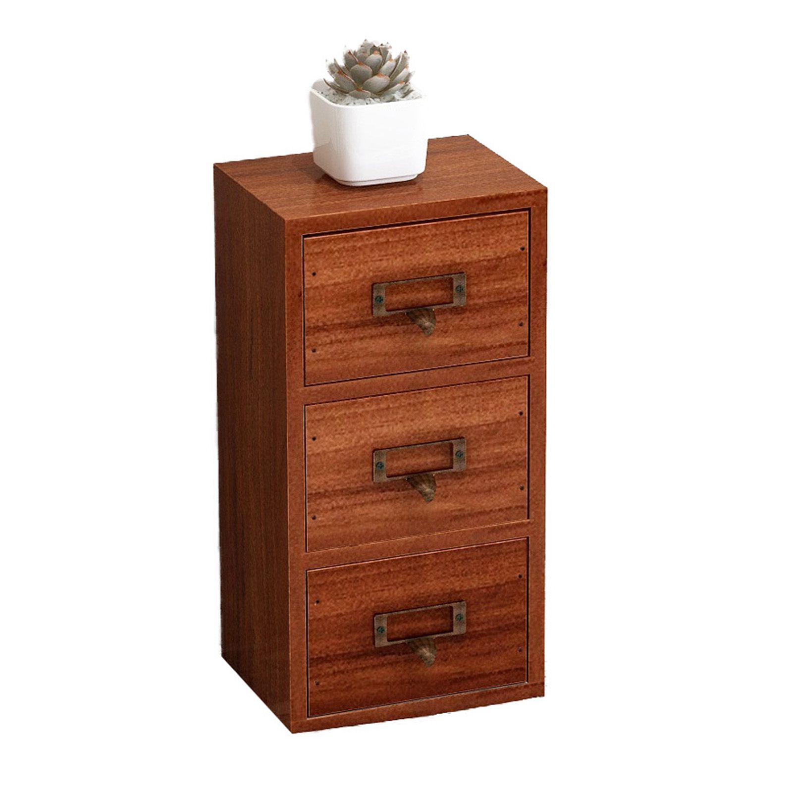 Jewelry Box with 3 Drawers Wooden Retro Desktop Storage Organizer Cabinet for view 3