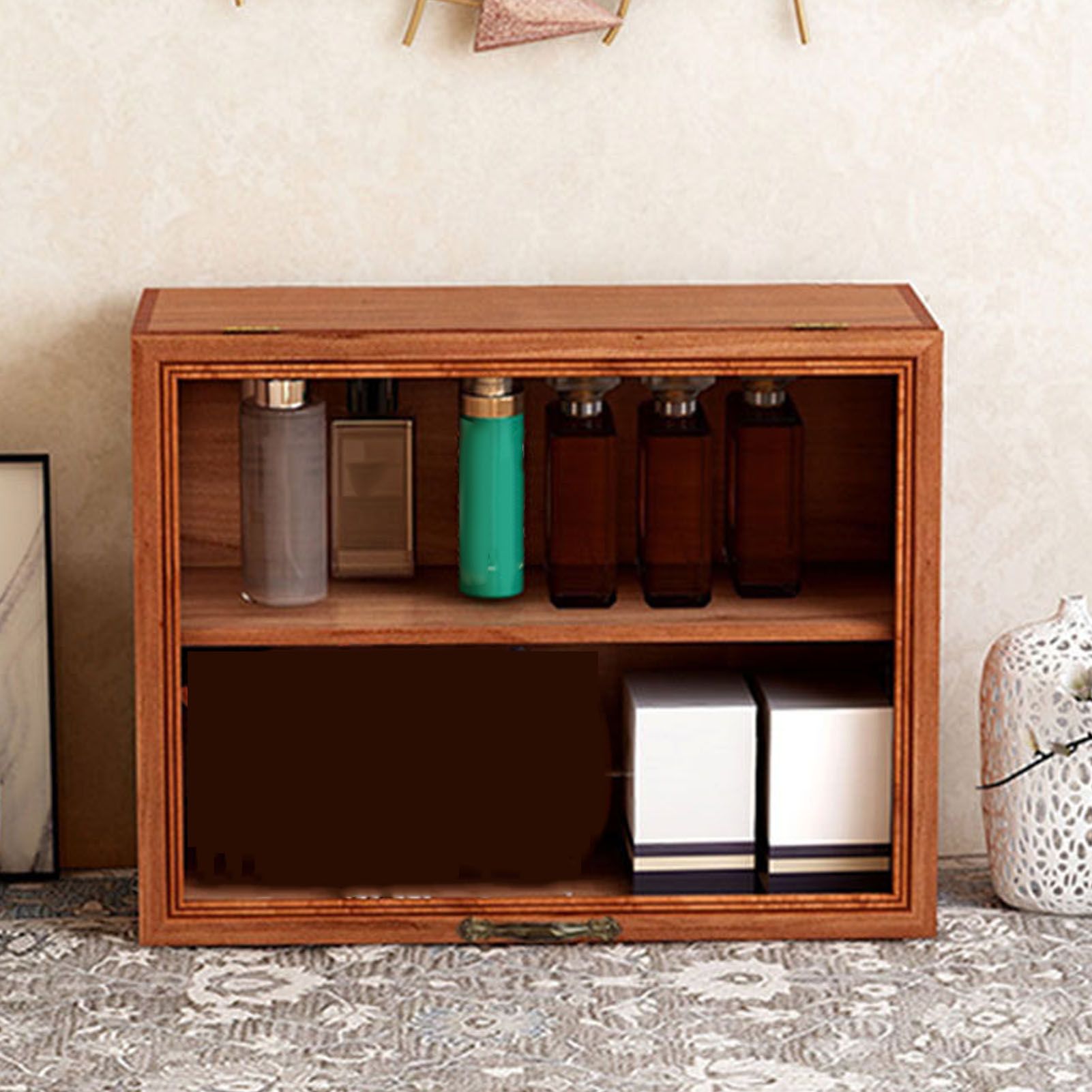 Wood Mini Figure Display Cabinet Display Shelf Miniature Display Case for view 8