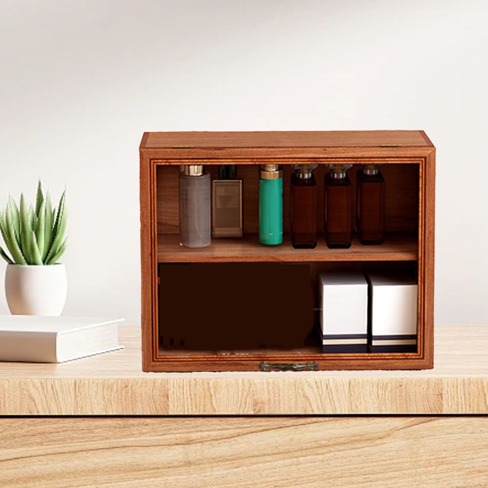 Wood Mini Figure Display Cabinet Display Shelf Miniature Display Case for view 9