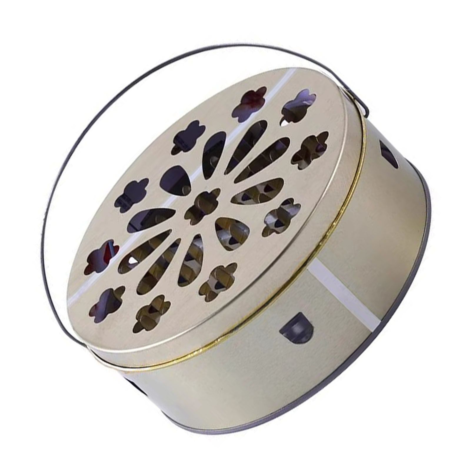 Coil Holder Tinplate Fireproof Anti Scald Coil Incense Stand with Grid Lid and