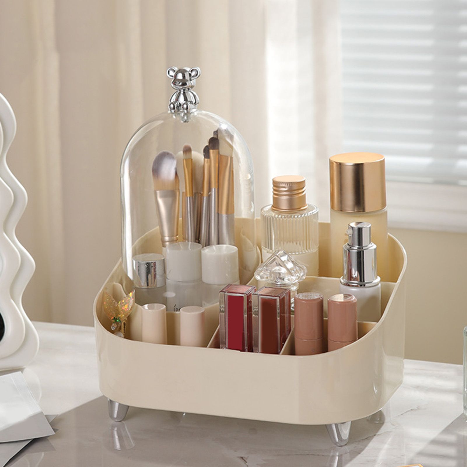 Vanity Makeup Organizer Large Capacity Multi Compartments Countertop Cosmetic view 8