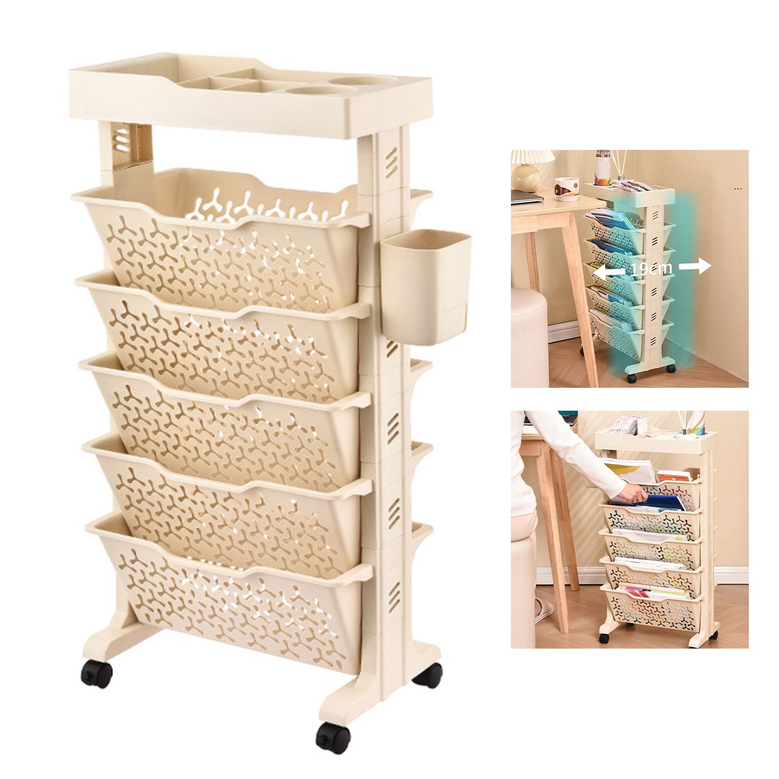 Slim Storage Cart Multi Layer Versatile Dual Sided Slim Rolling Cart Organizer view 6
