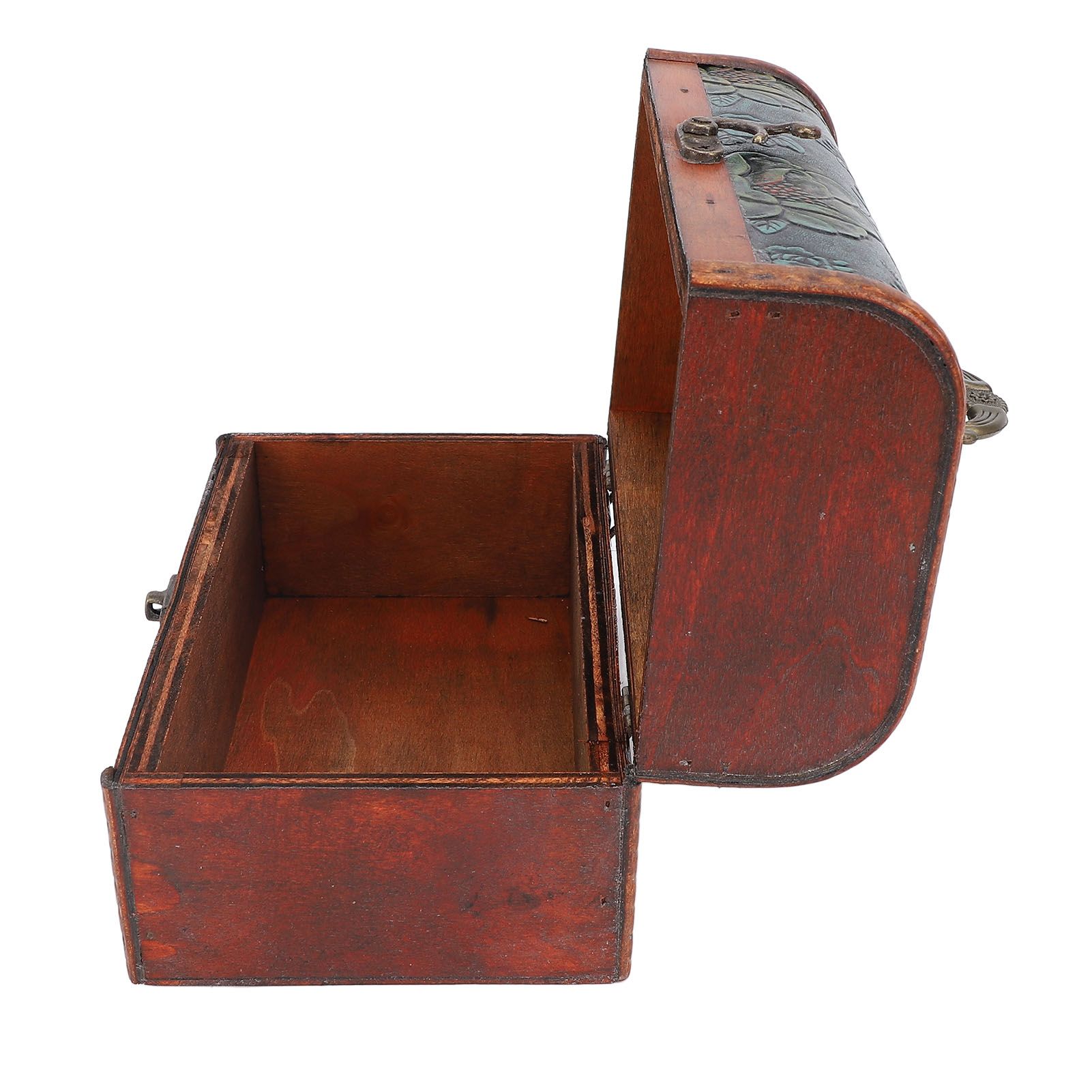 Vintage Wooden Jewelry Box Retro Treasure Chest Trinket Case with Handle view 4