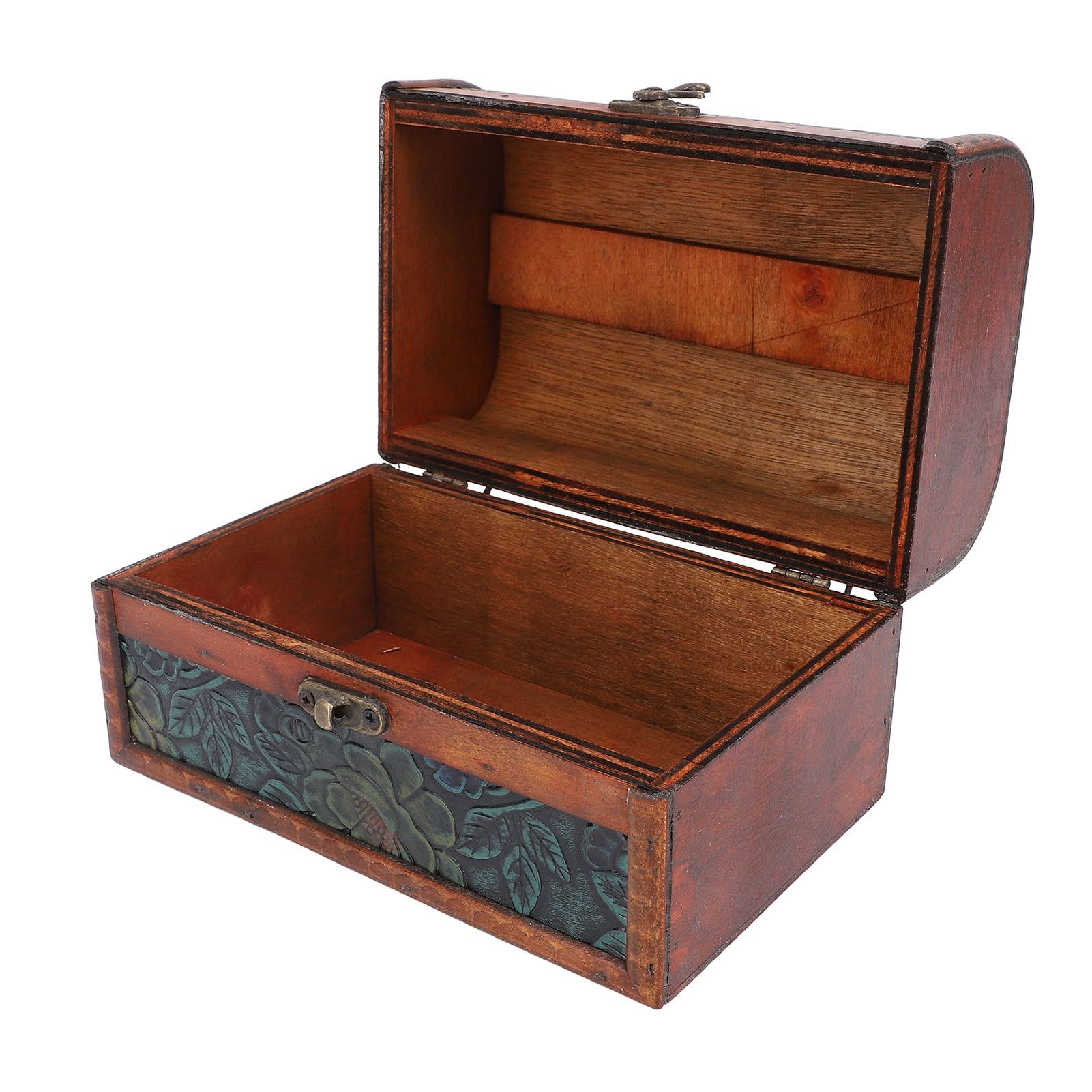 Vintage Wooden Jewelry Box Retro Treasure Chest Trinket Case with Handle view 6