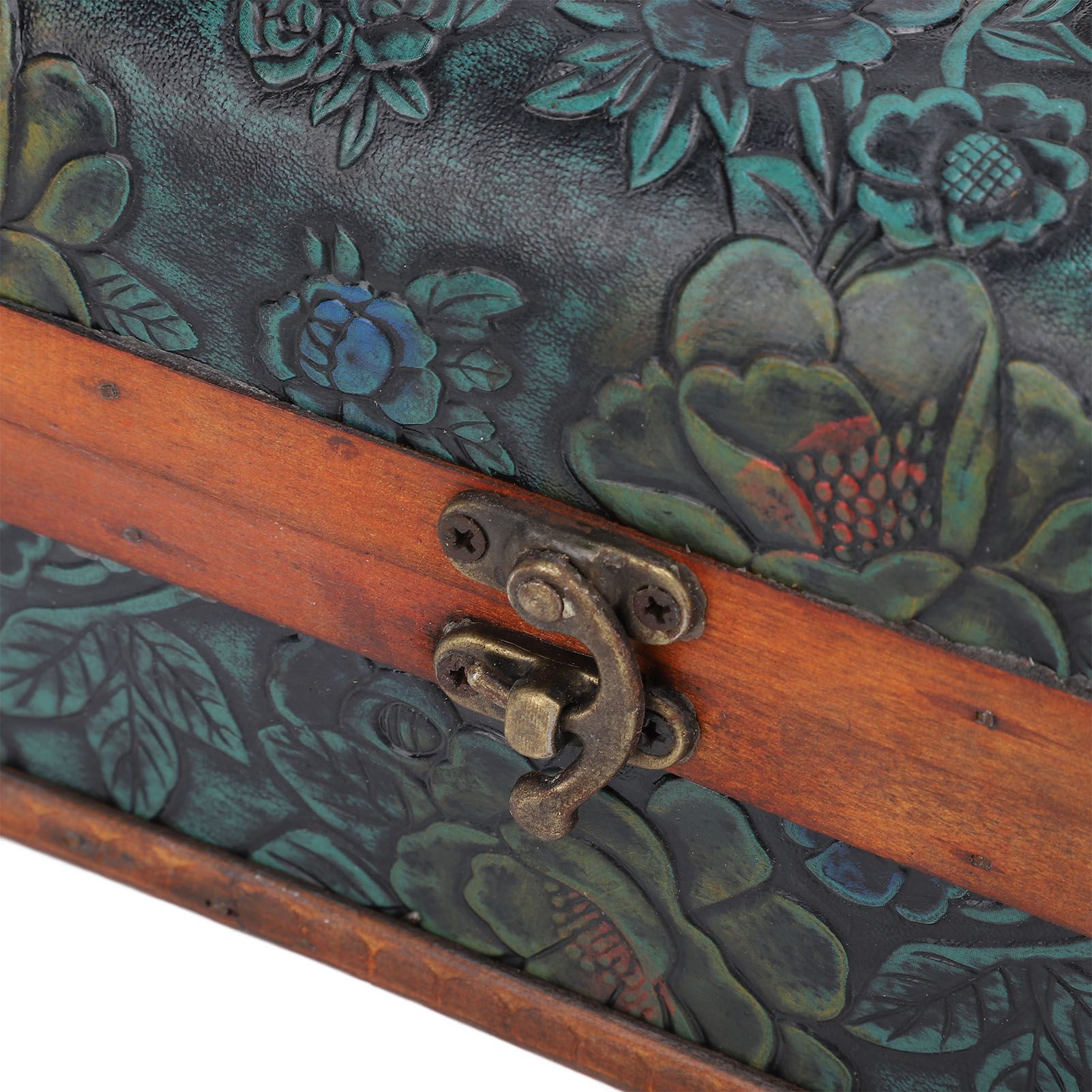 Vintage Wooden Jewelry Box Retro Treasure Chest Trinket Case with Handle view 7