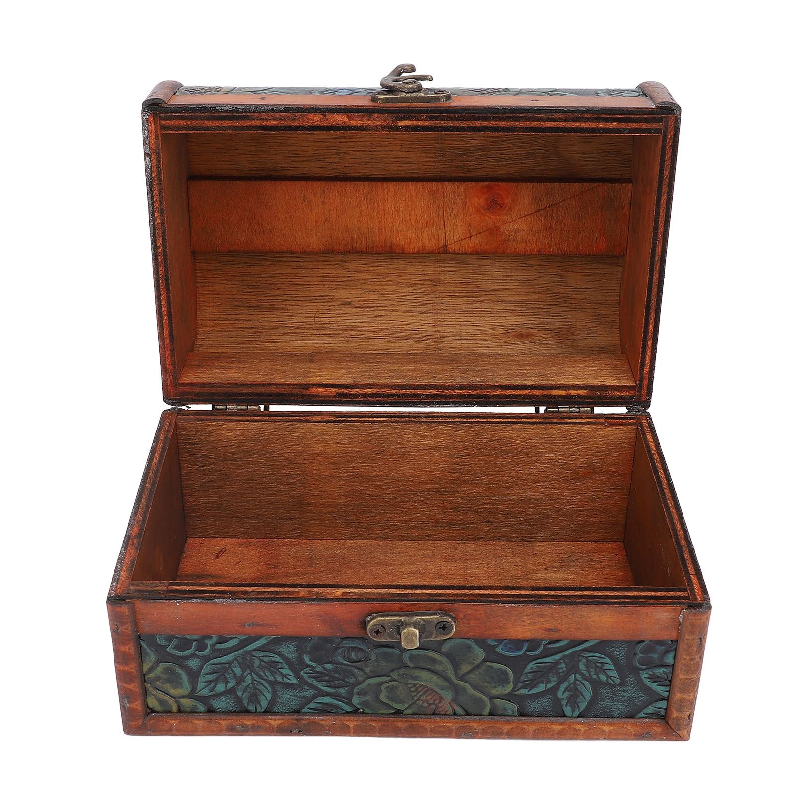 Vintage Wooden Jewelry Box Retro Treasure Chest Trinket Case with Handle view 9