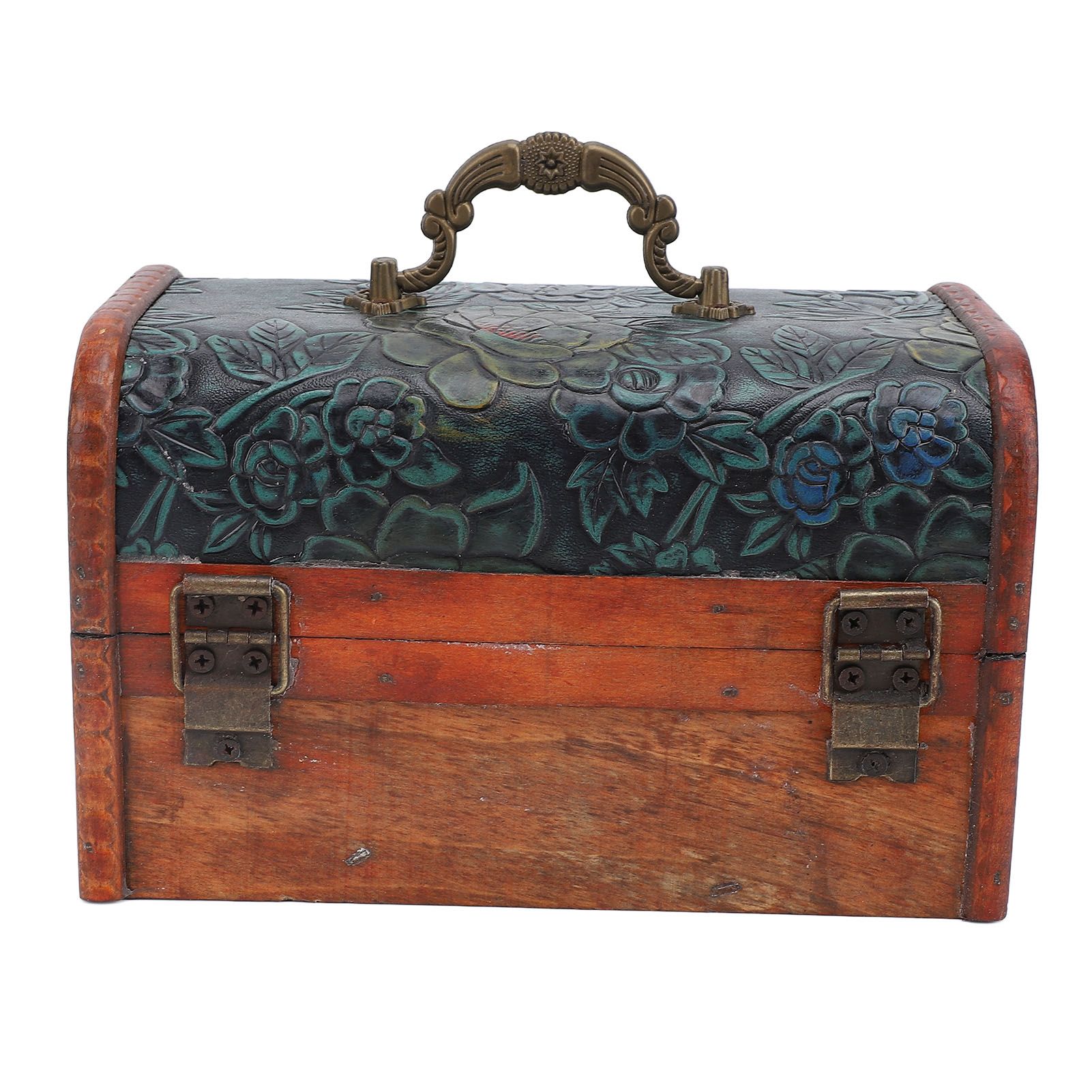 Vintage Wooden Jewelry Box Retro Treasure Chest Trinket Case with Handle view 10