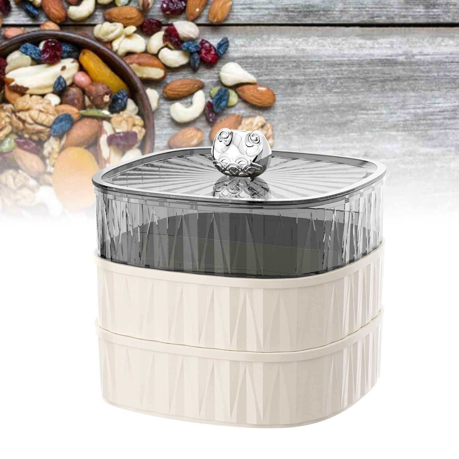 Multi Layer Dry Fruit Tray Stackable Plastic Snack Candy Storage Box Serving view 8