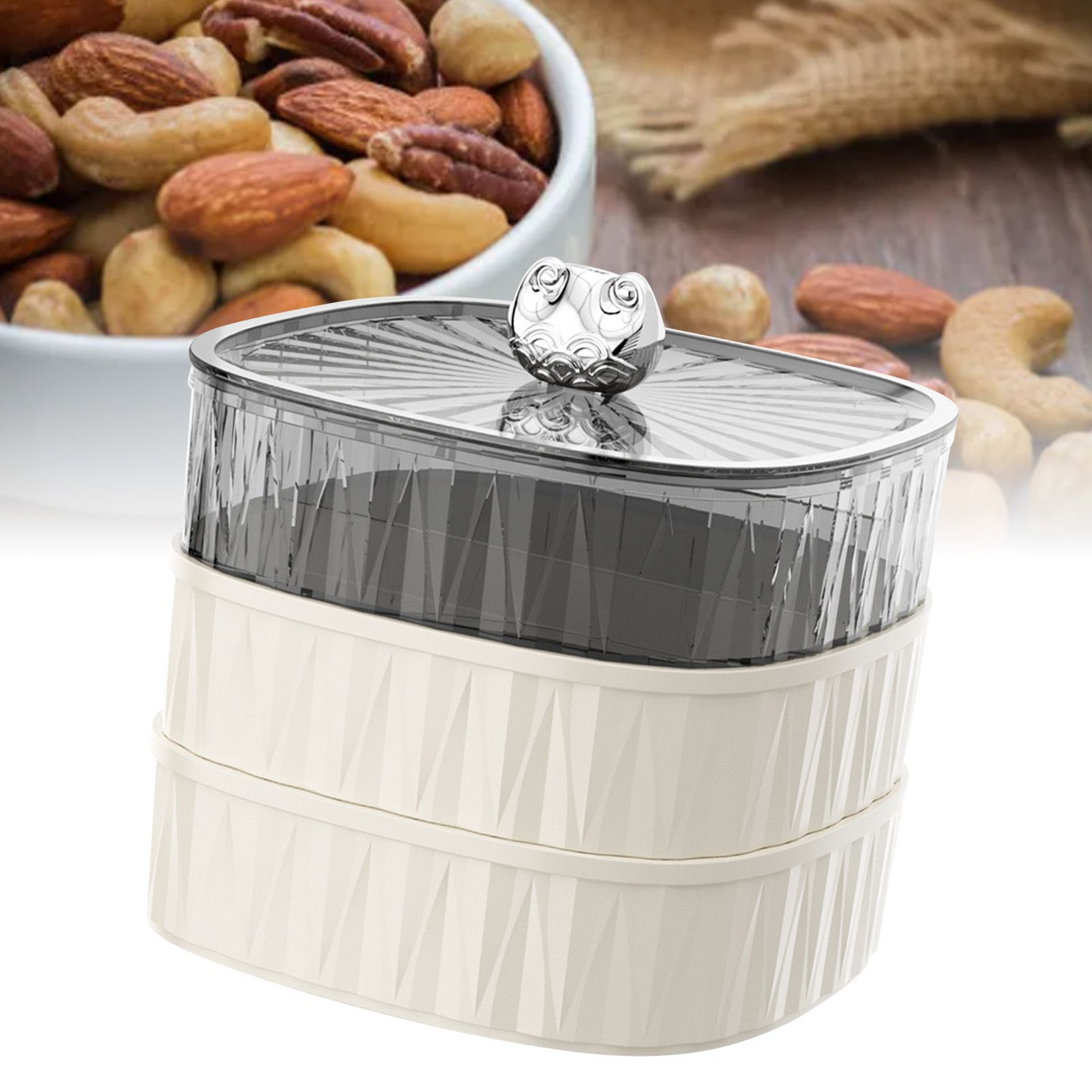 Multi Layer Dry Fruit Tray Stackable Plastic Snack Candy Storage Box Serving view 9
