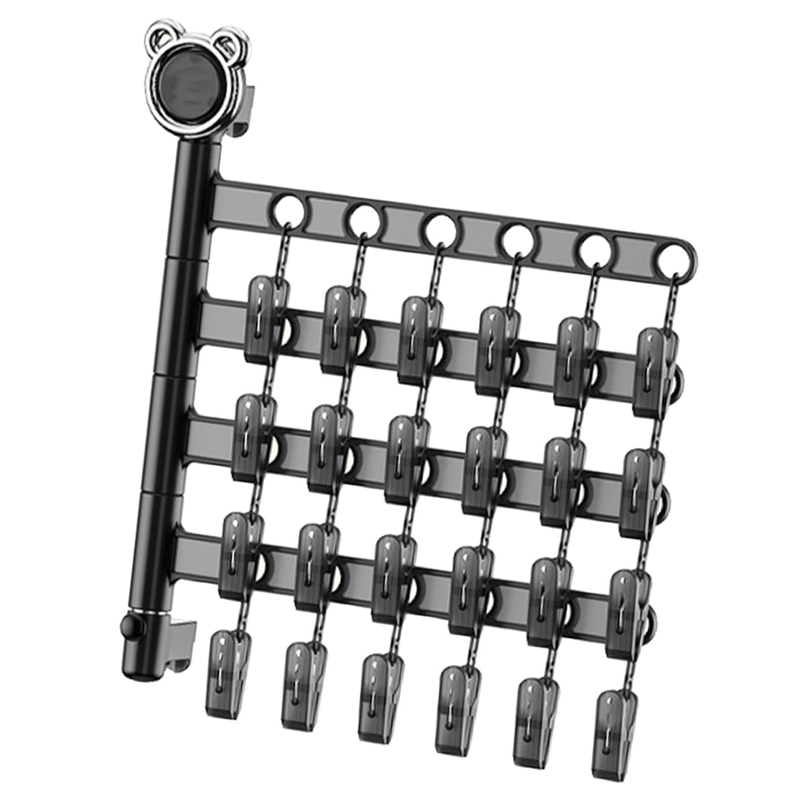 Wall Mounted Foldable Sock Rack Multiple Clips Multifunctional 4 Layers