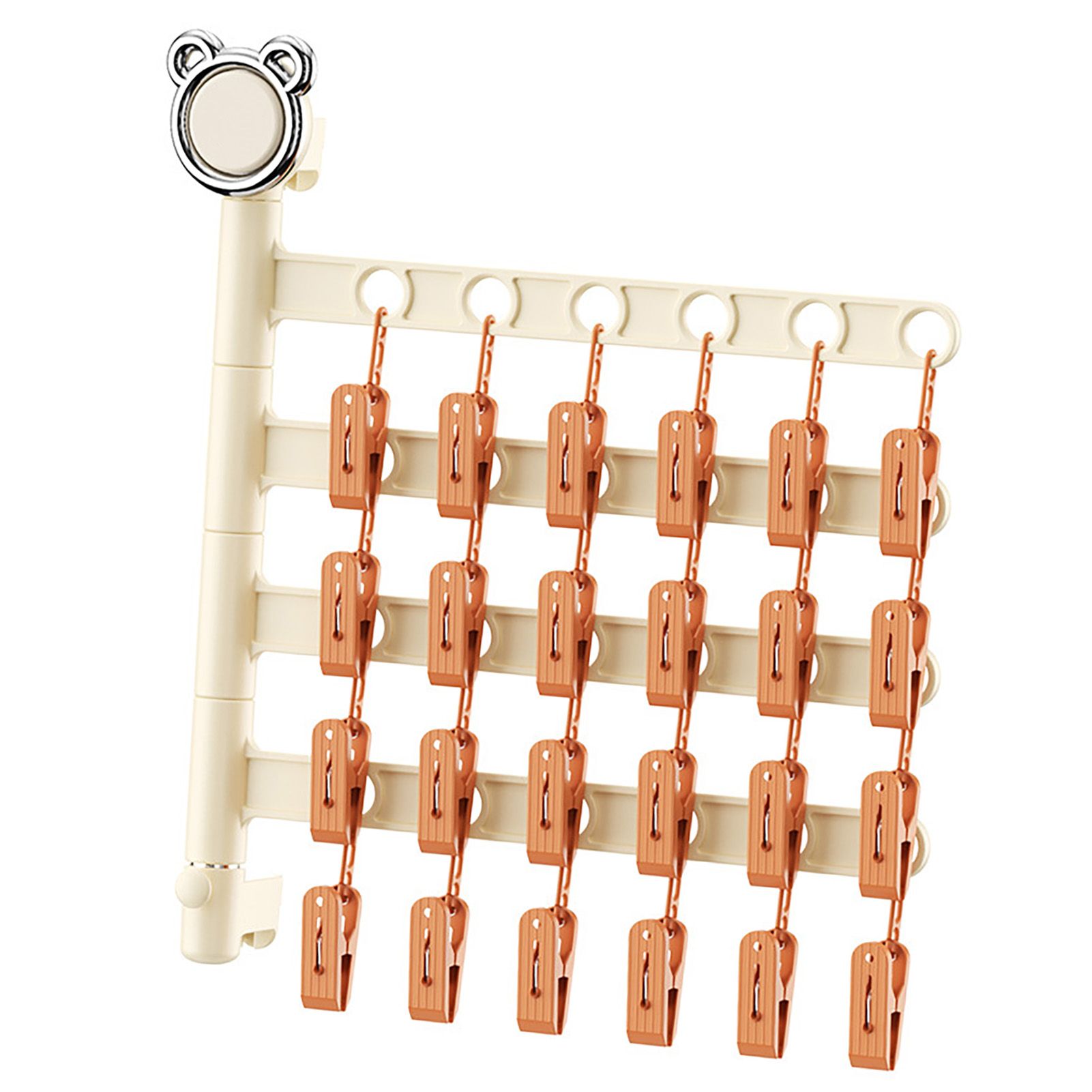 Wall Mounted Foldable Sock Rack Multiple Clips Multifunctional 4 Layers