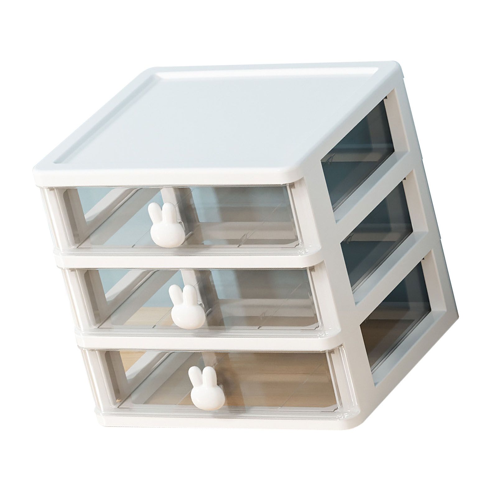 Desk Organizer Clear Plastic Desk Storage Box with 3 Drawers for Office
