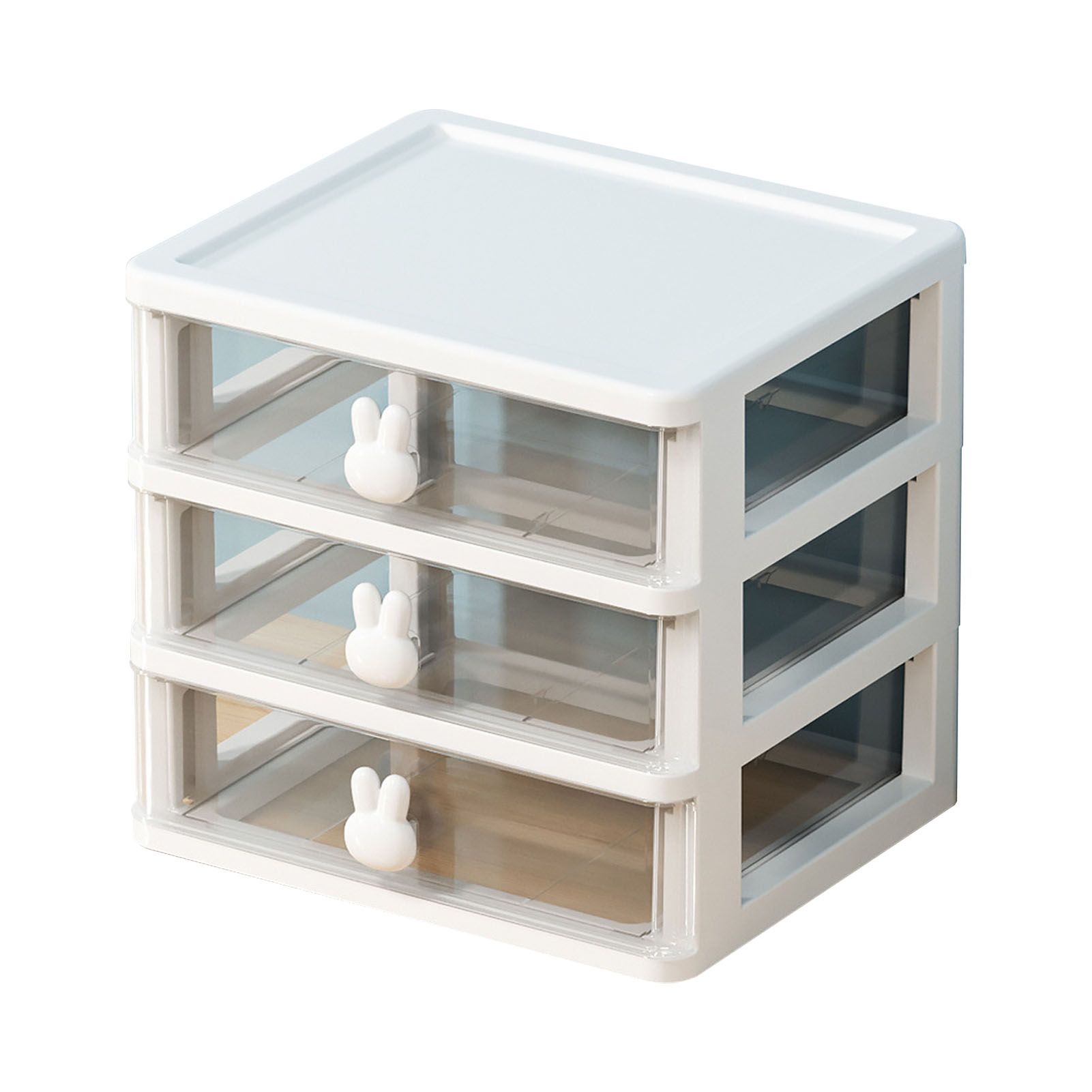 Desk Organizer Clear Plastic Desk Storage Box with 3 Drawers for Office view 2