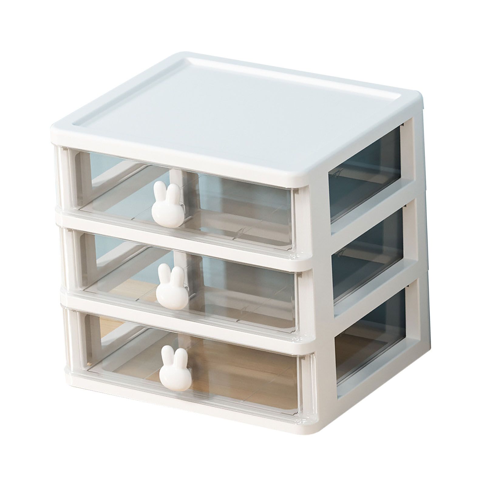 Desk Organizer Clear Plastic Desk Storage Box with 3 Drawers for Office view 3
