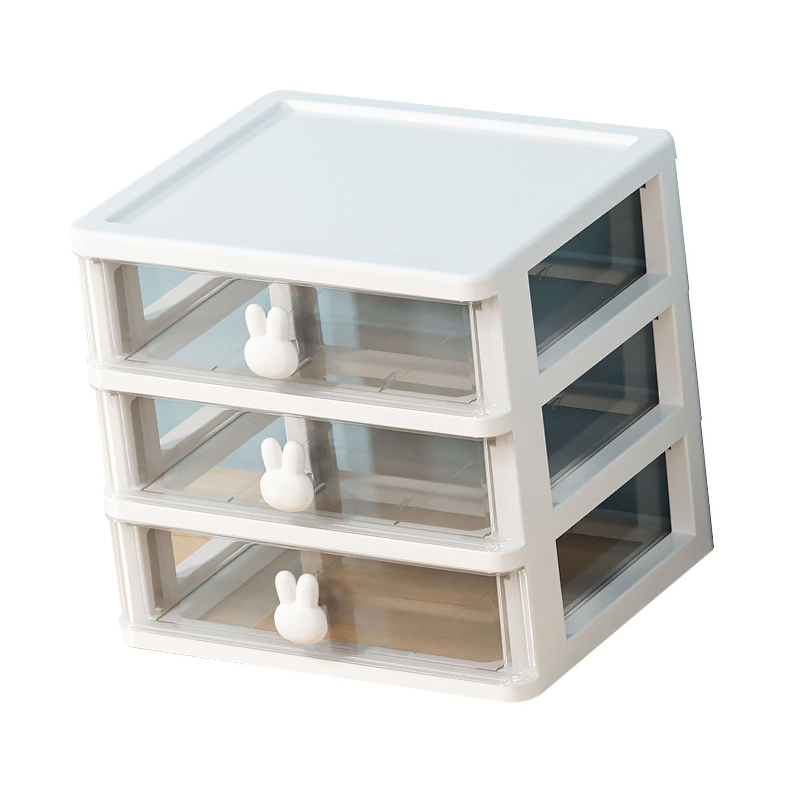 Desk Organizer Clear Plastic Desk Storage Box with 3 Drawers for Office view 4
