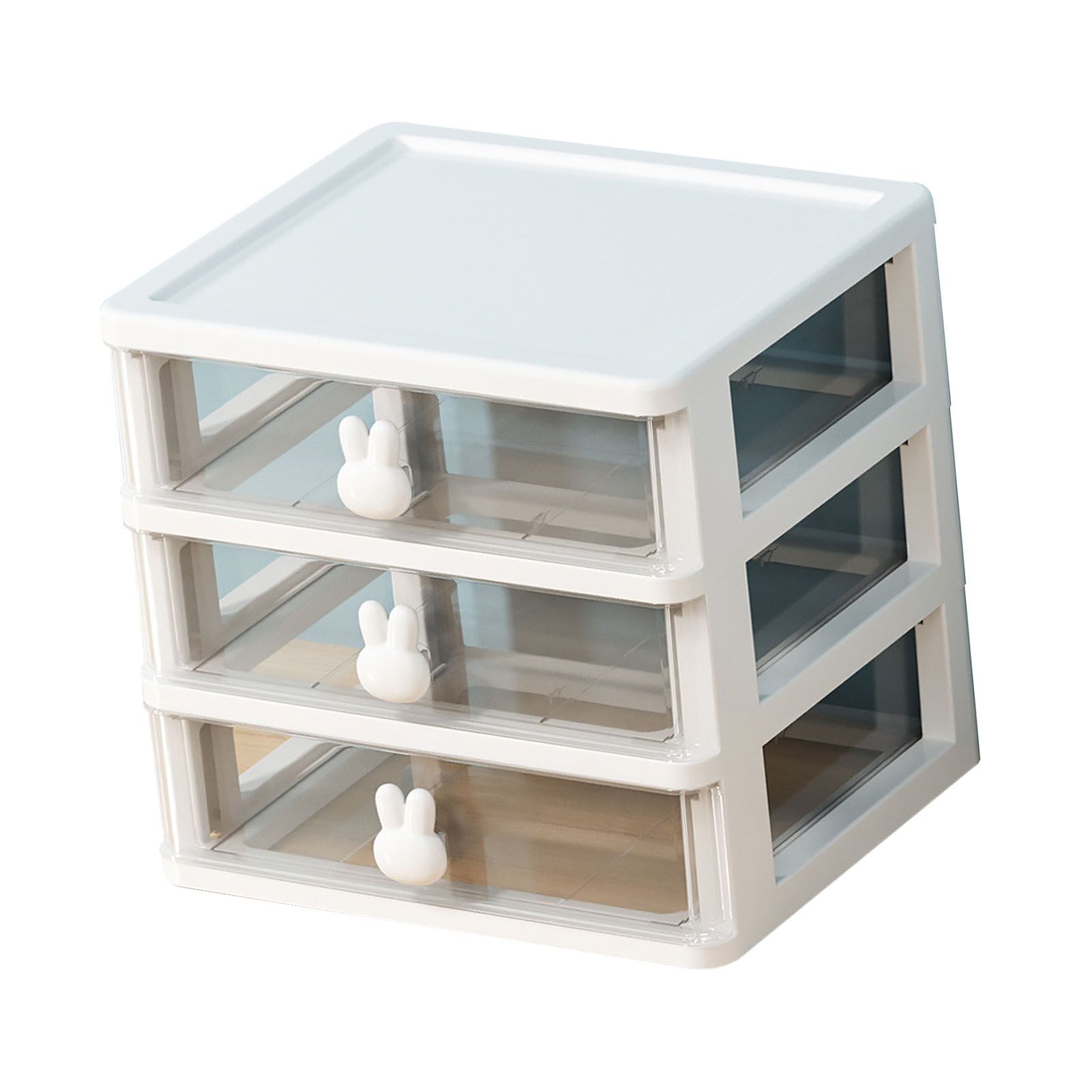 Desk Organizer Clear Plastic Desk Storage Box with 3 Drawers for Office view 7