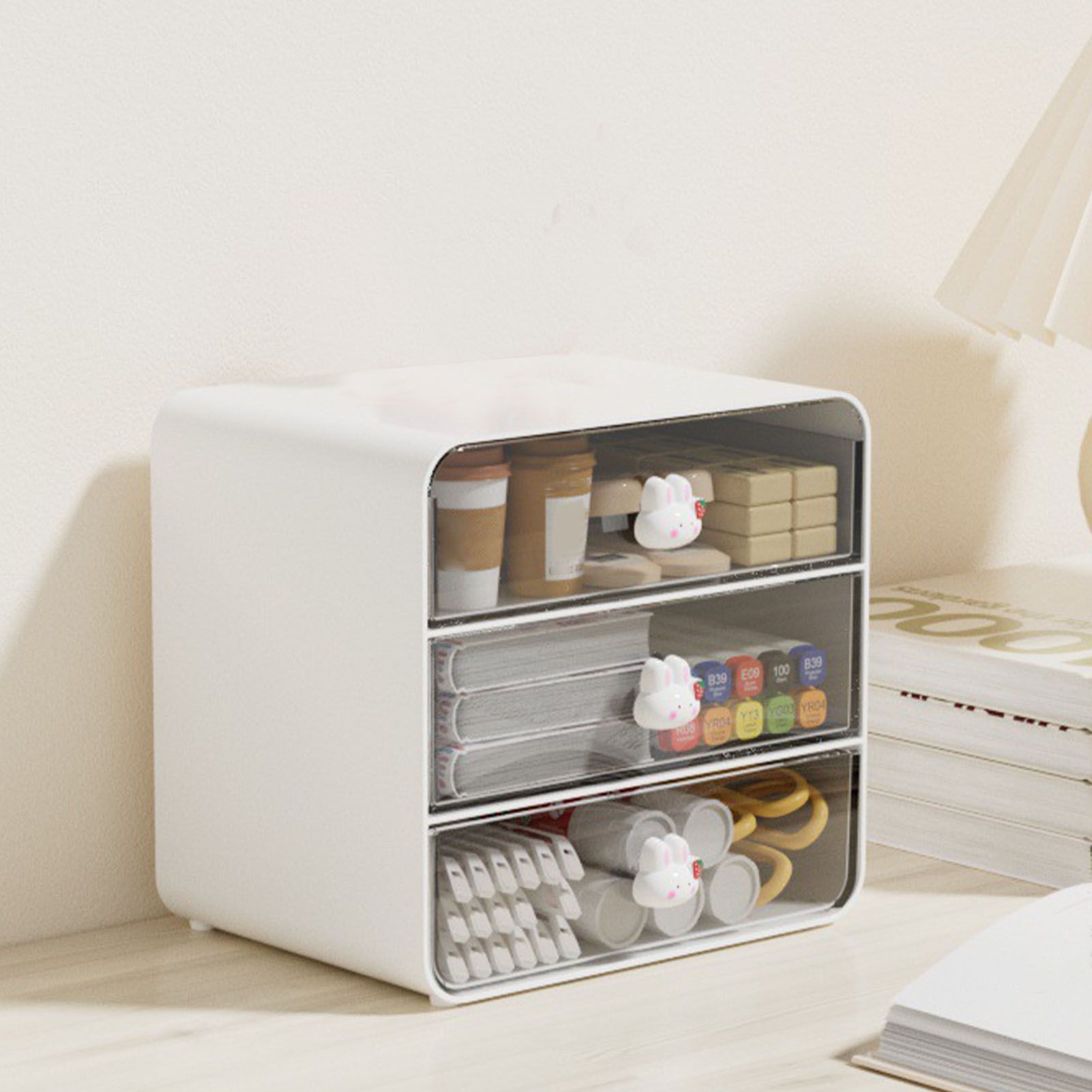 Desktop Storage Box 3 Layers Large Capacity Plastic Makeup Brush Drawer view 9
