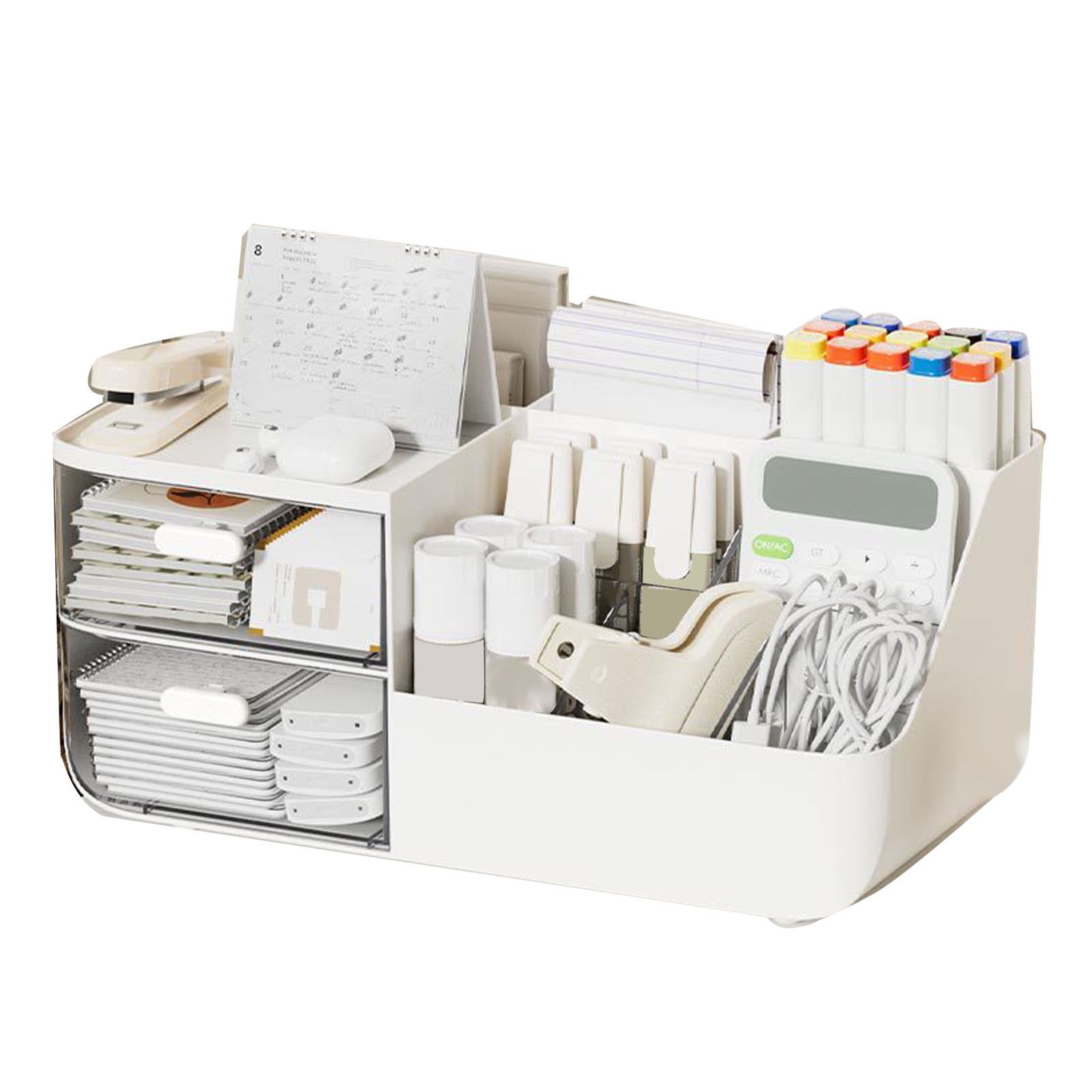 Makeup Organizer Multifunctional Skincare Cosmetic Storage with 2 Drawers for view 4