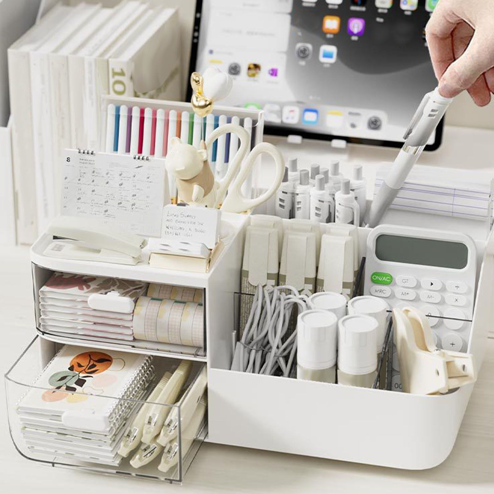 Makeup Organizer Multifunctional Skincare Cosmetic Storage with 2 Drawers for view 9