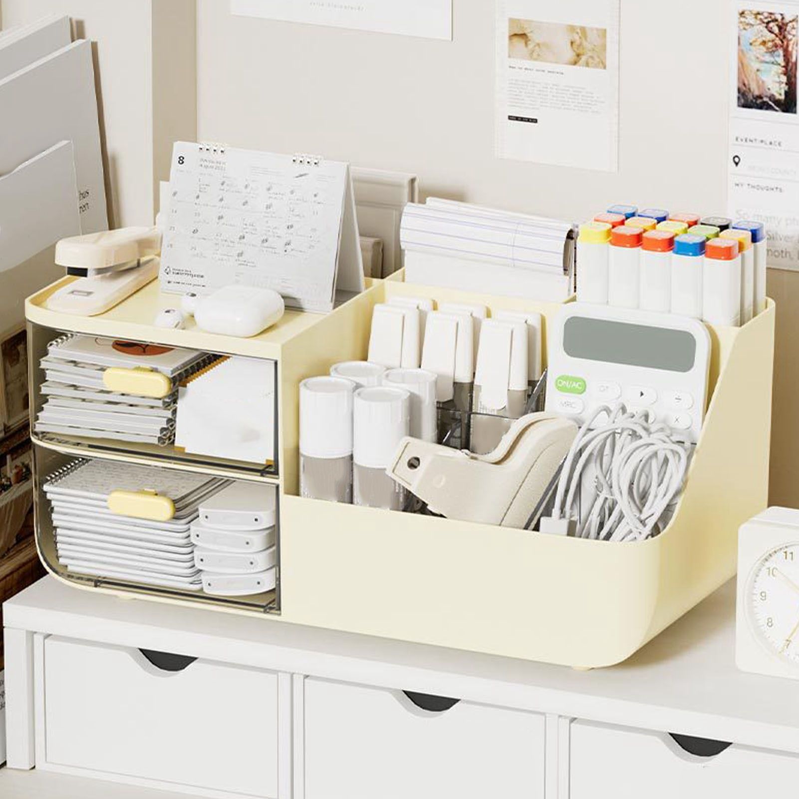 Makeup Organizer Multifunctional Skincare Cosmetic Storage with 2 Drawers for view 8