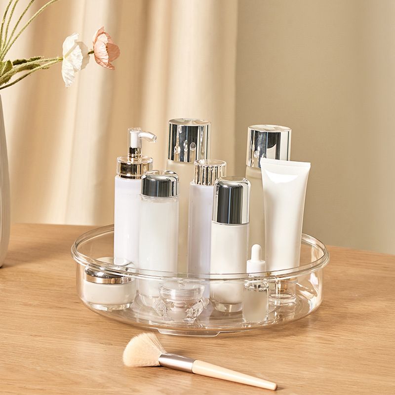 Round Makeup Organizer Countertop Rotating Clear Nordic Style Cosmetic Storage Box view 6
