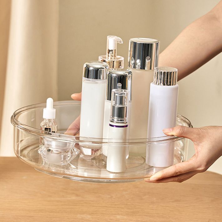 Round Makeup Organizer Countertop Rotating Clear Nordic Style Cosmetic Storage Box view 7