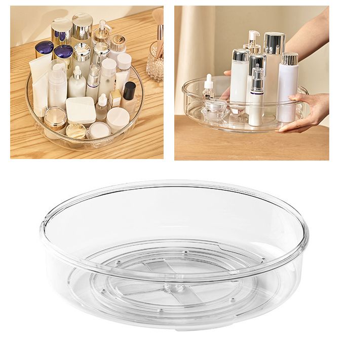 Round Makeup Organizer Countertop Rotating Clear Nordic Style Cosmetic Storage Box view 10