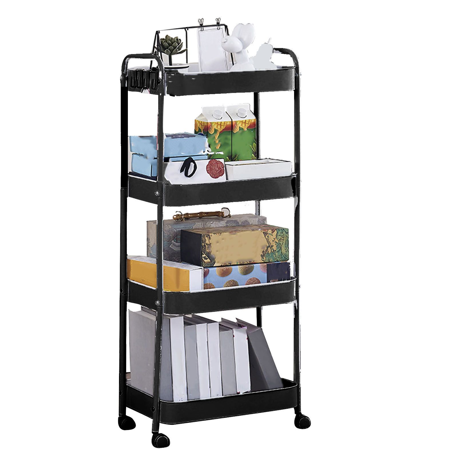 3 Tier Utility Rolling Cart with Caster Wheels Movable Multifunctional Storage view 4