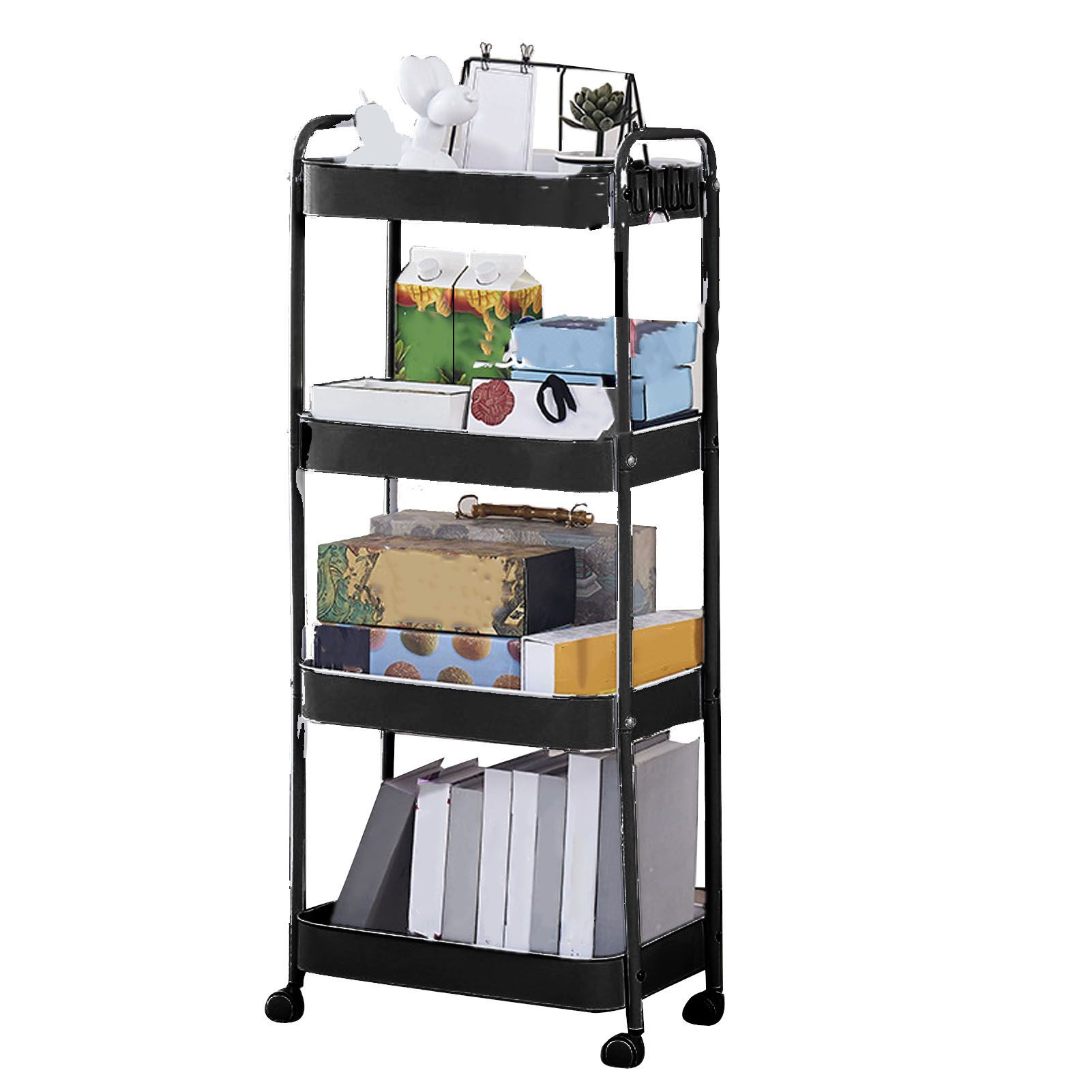 3 Tier Utility Rolling Cart with Caster Wheels Movable Multifunctional Storage view 6