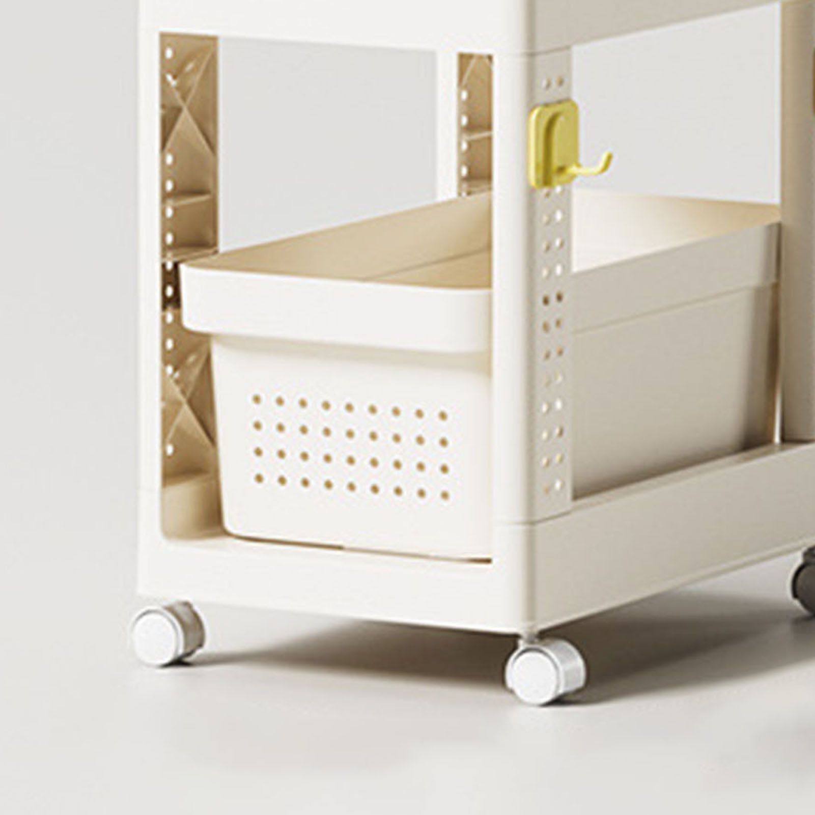 Storage Cart Space Saving Plastic Rolling Storage Organizer with Hooks Handle view 8