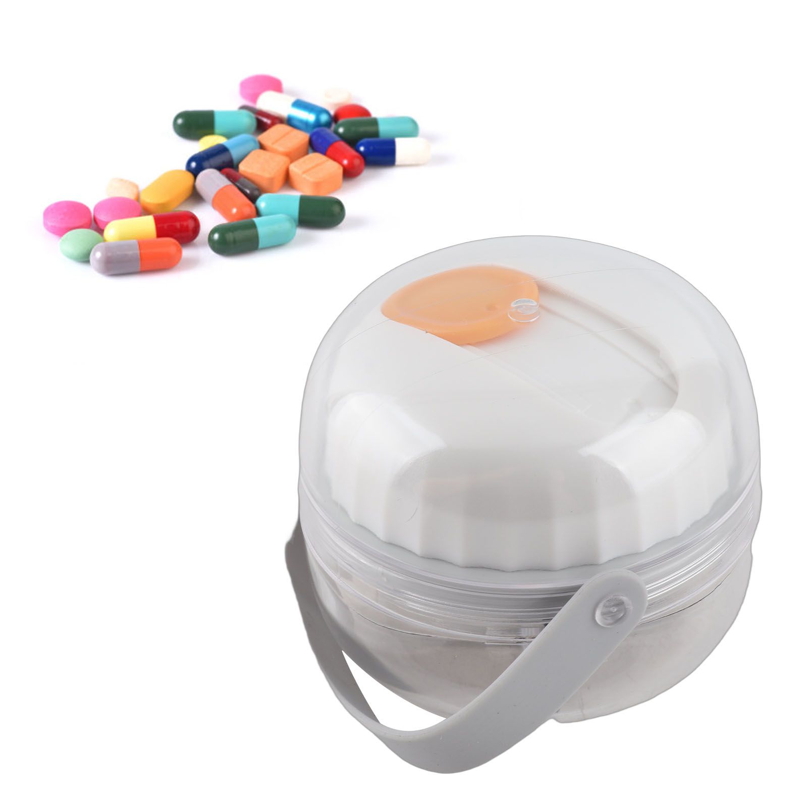 Portable Medicine Tablets Box PC Rotating Vitamins Dispenser Organizer for view 11