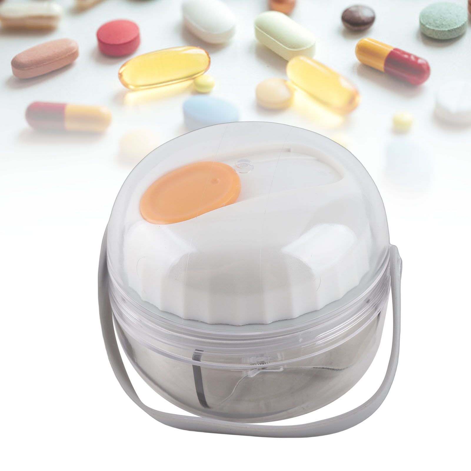 Portable Medicine Tablets Box PC Rotating Vitamins Dispenser Organizer for view 12